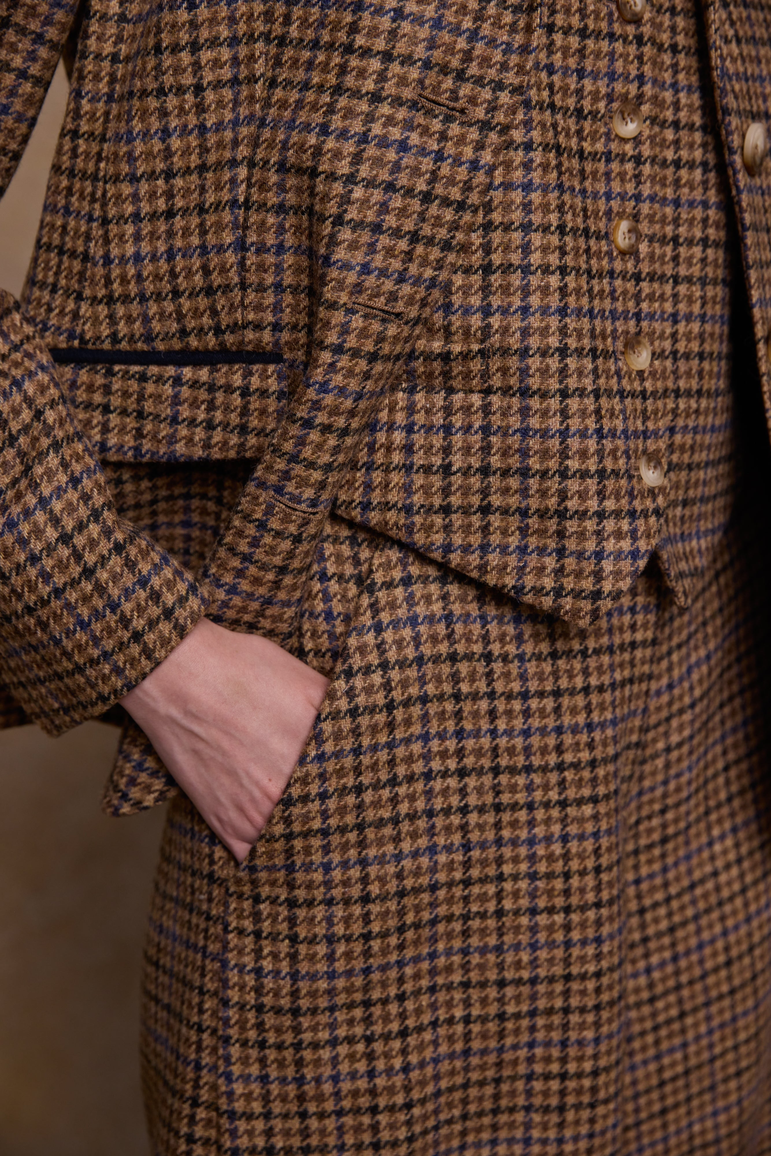 Tara Tweed Hacking Jacket - Blue Driftwood Check