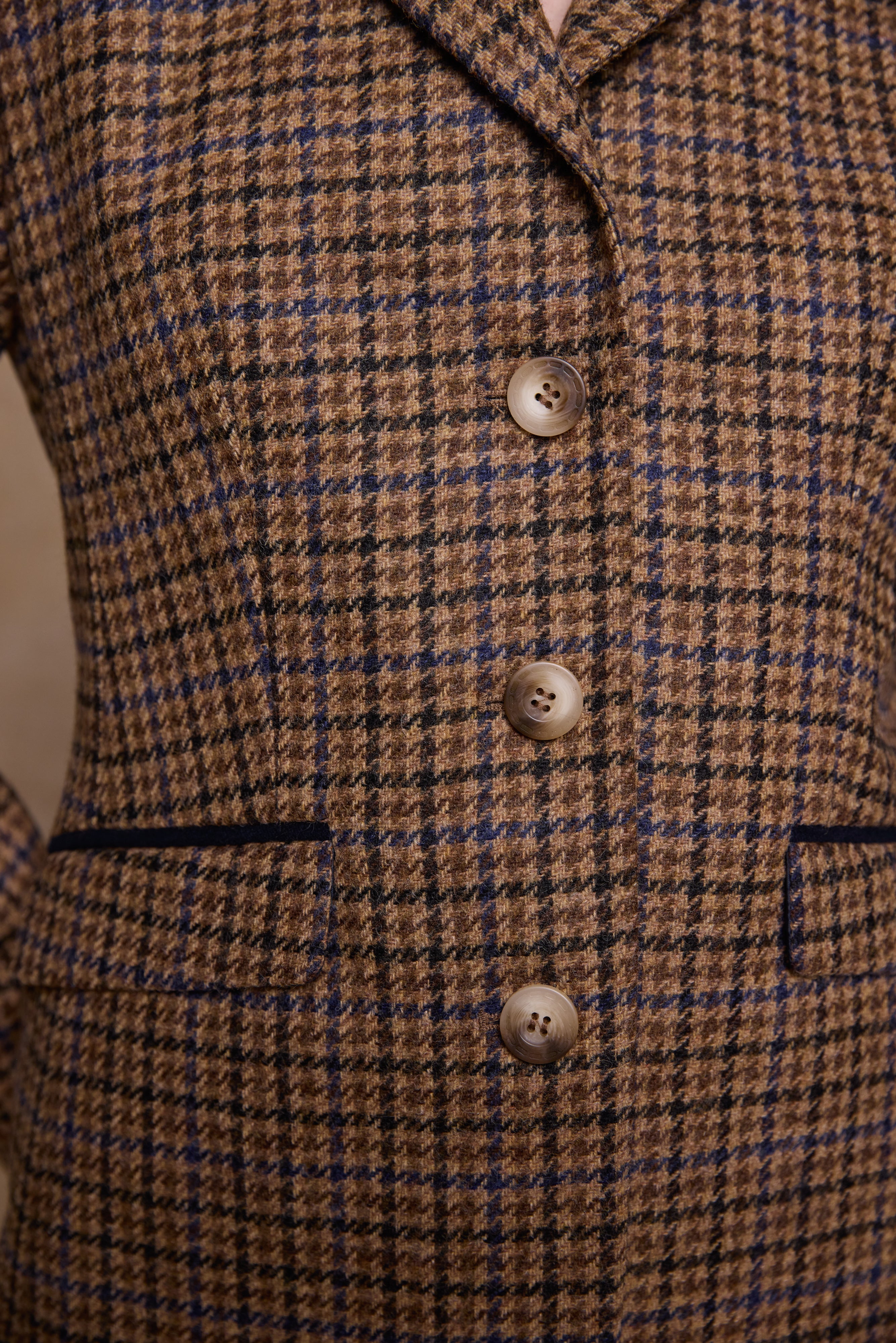Tara Tweed Hacking Jacket - Blue Driftwood Check