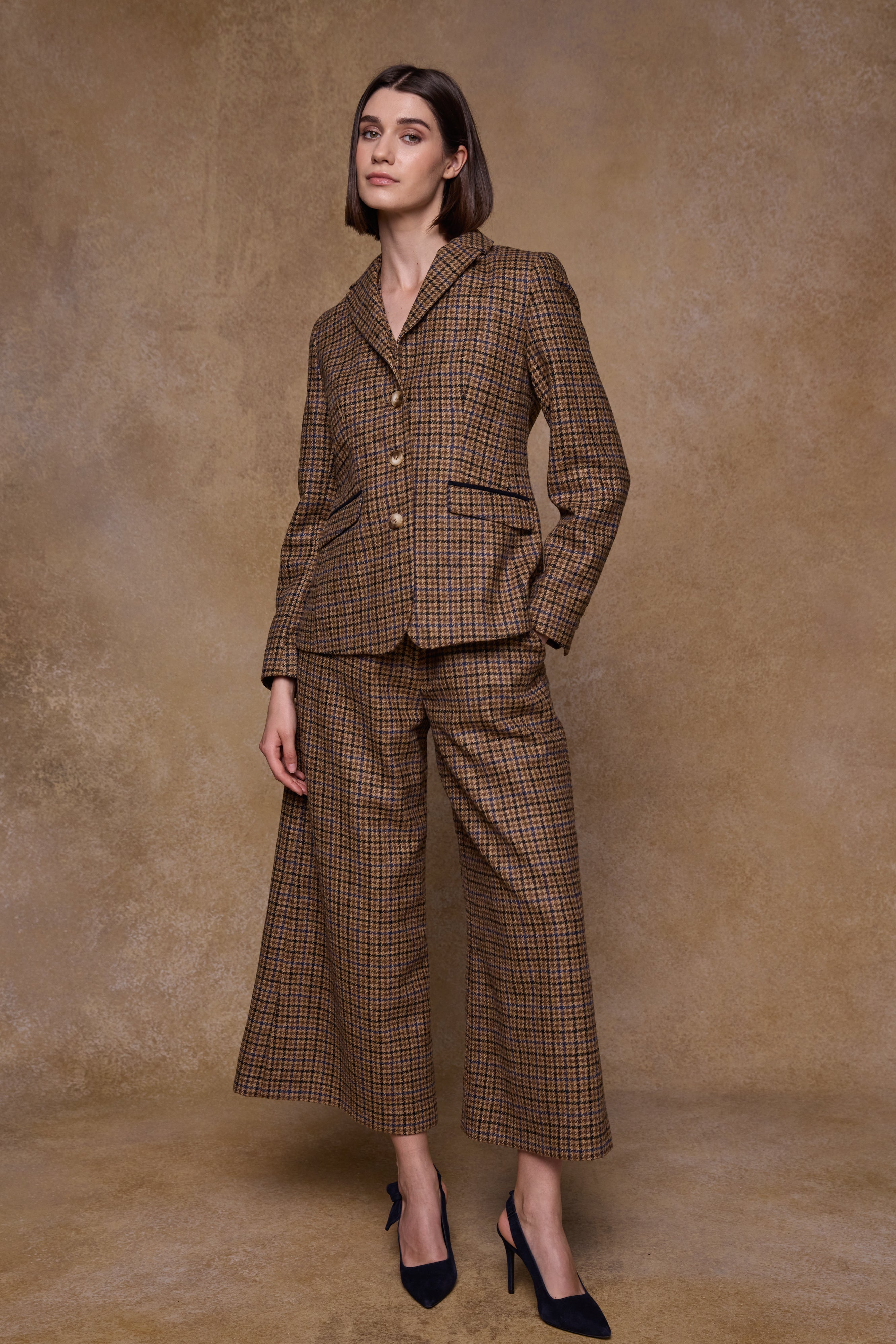 Tara Tweed Hacking Jacket - Blue Driftwood Check