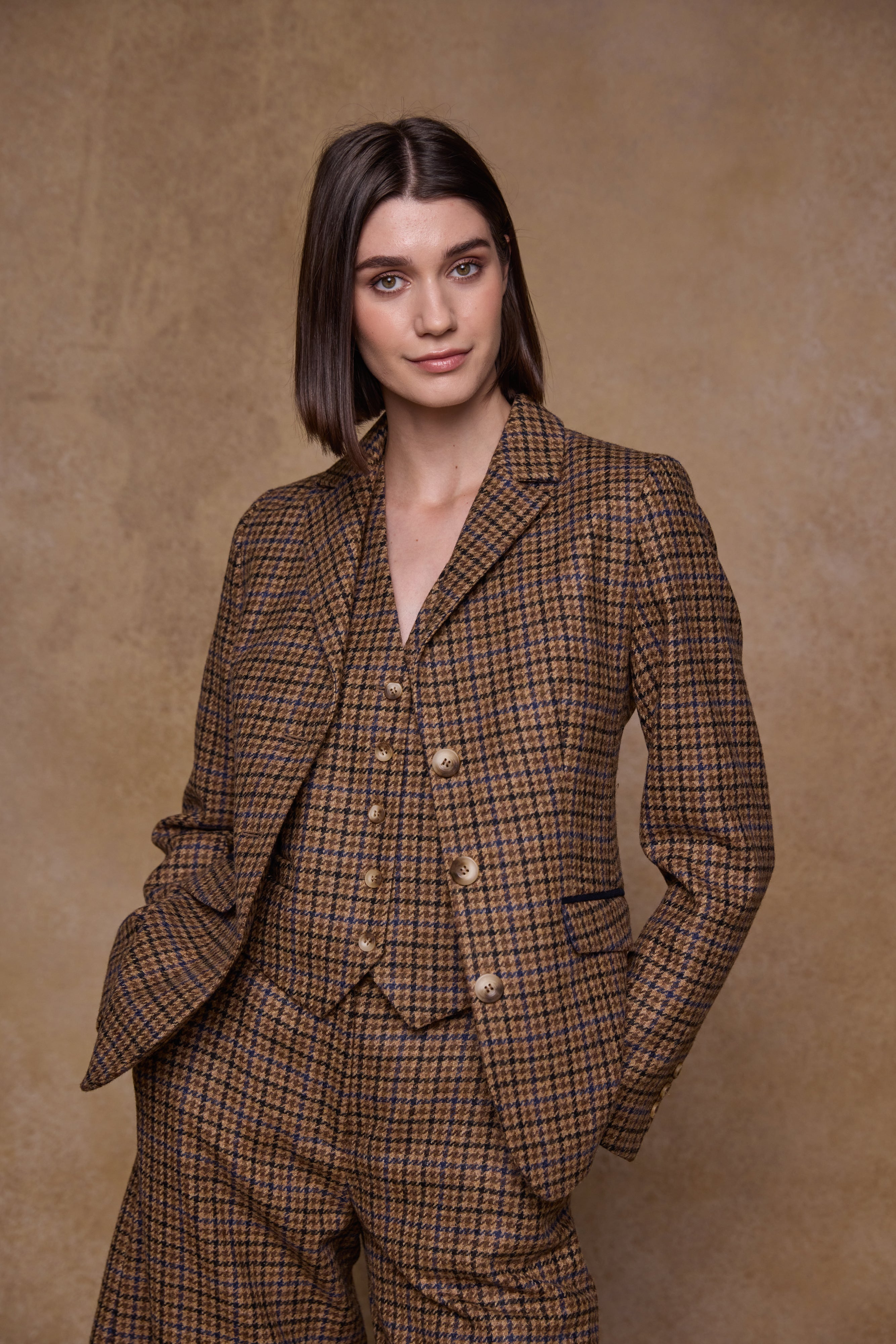 Tara Tweed Hacking Jacket - Blue Driftwood Check