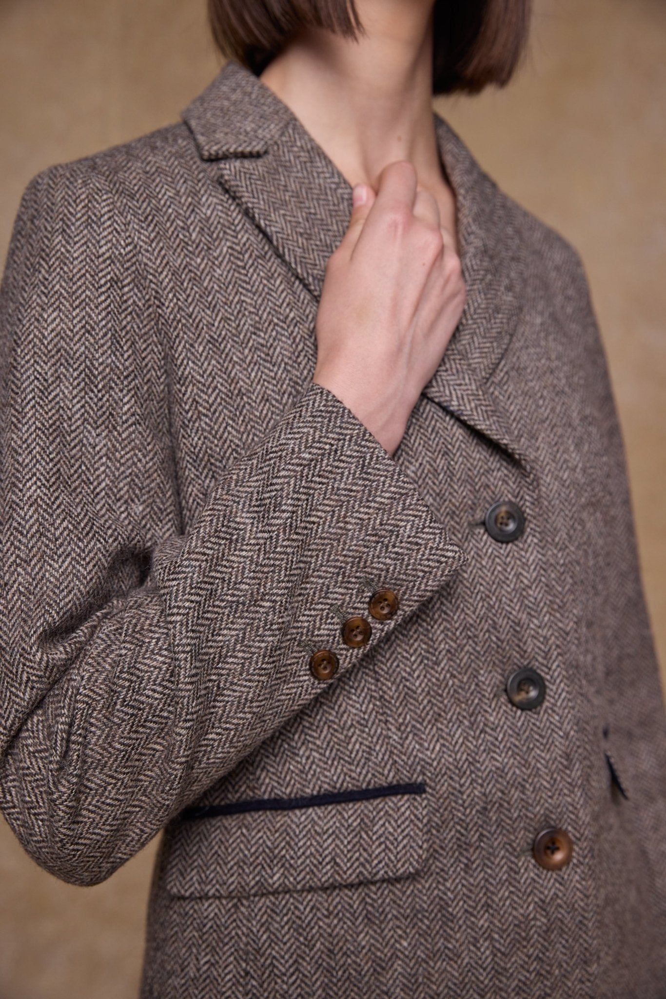 Jack Murphy Ireland - Tara Tweed Hacking Jacket - Light Tan Herringbone - Tweed