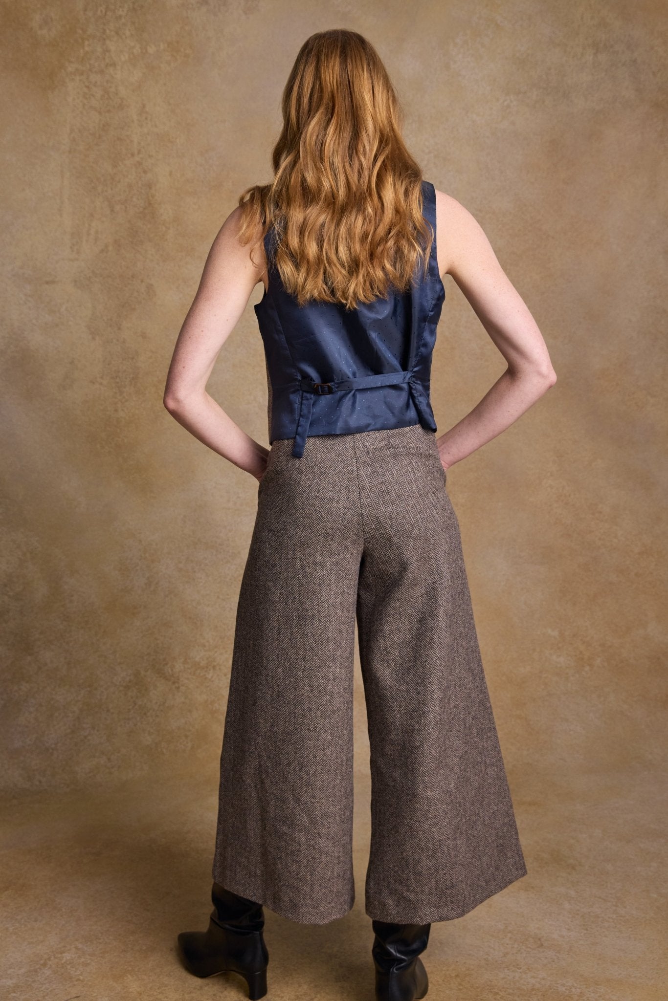 Jack Murphy Ireland - Enya Tweed Culottes - Light Tan Herringbone - Tweed