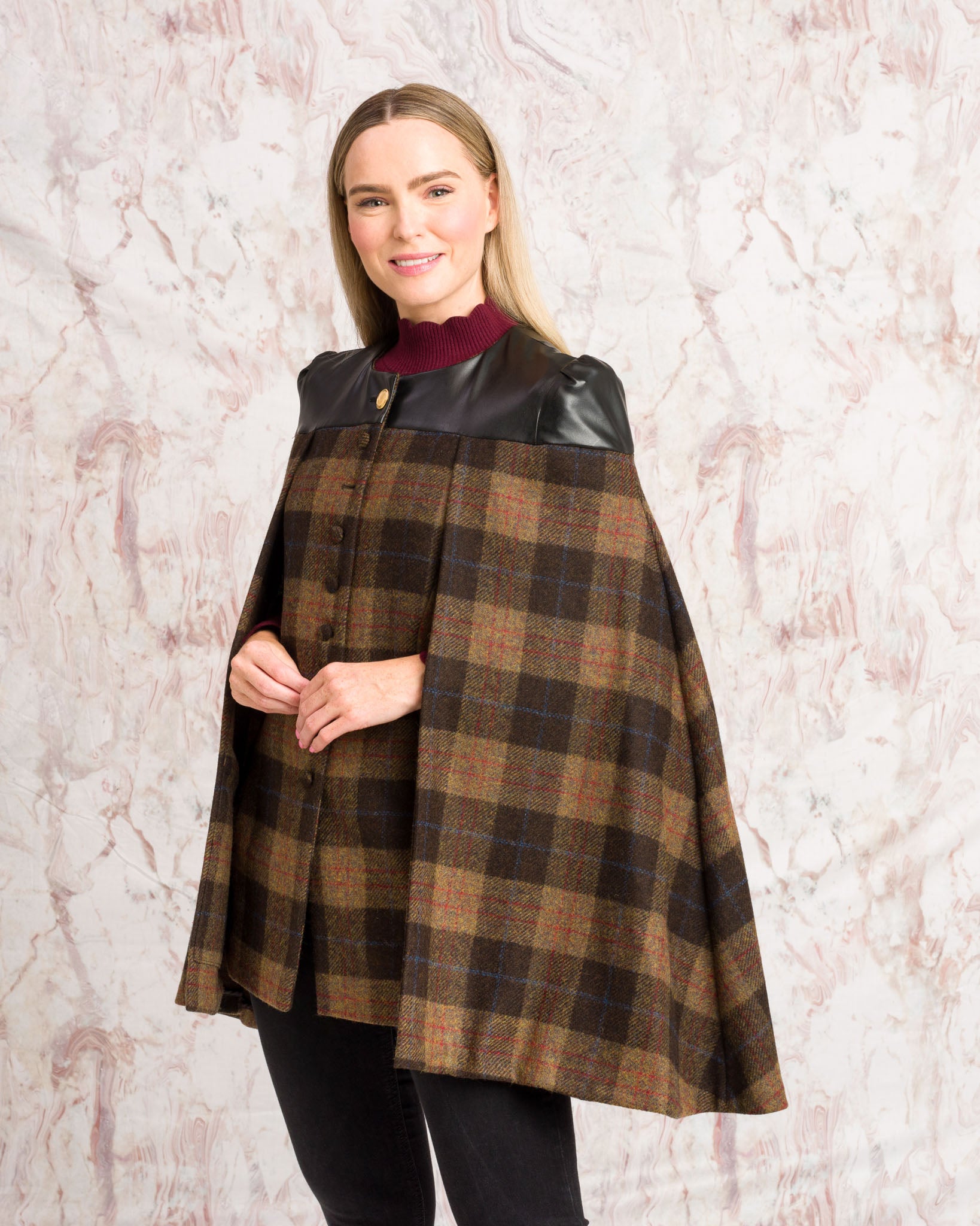 Jack Murphy Ireland - Aisling Tailored Cape - Auburn Check - Tweed