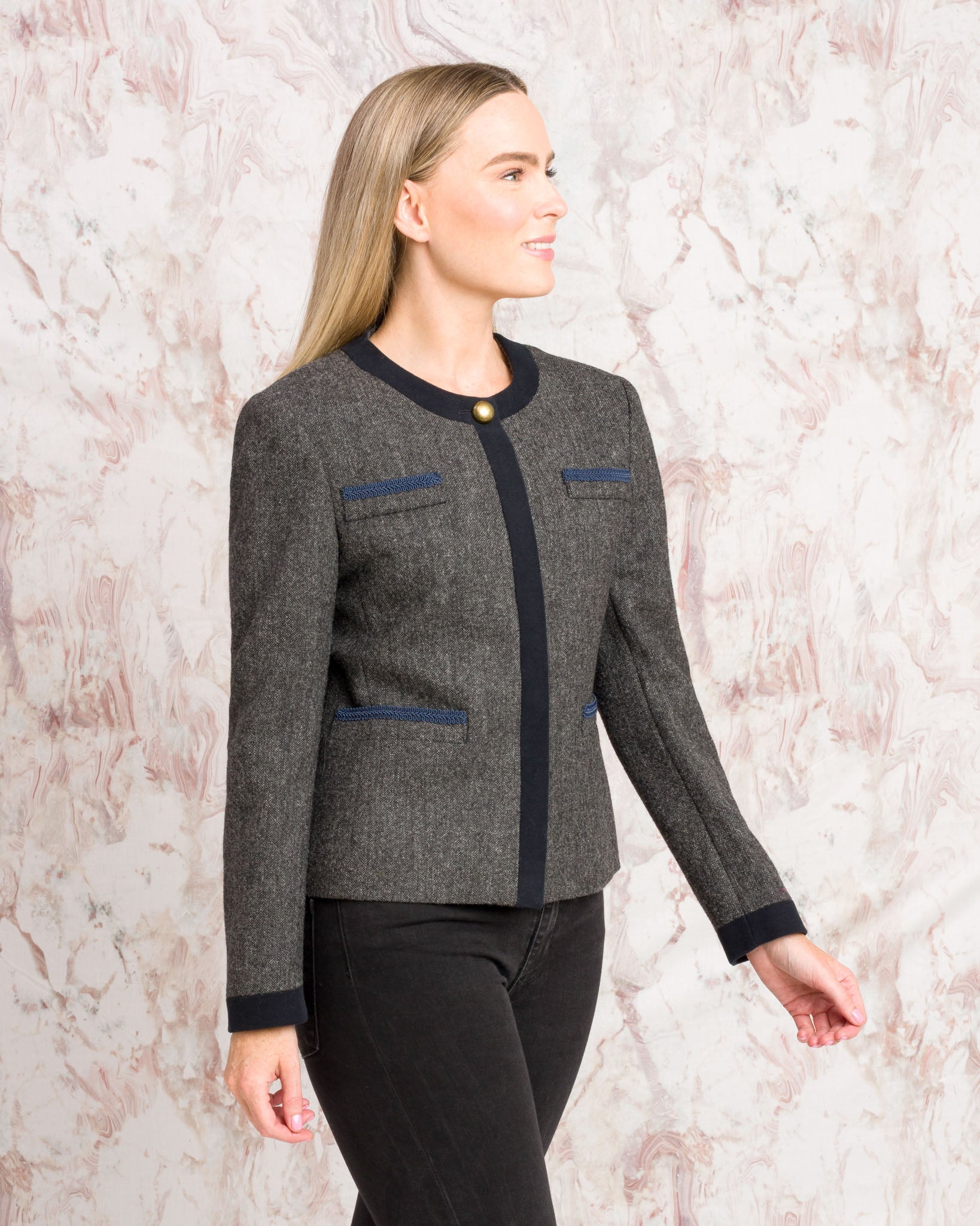 Anna Tweed Jacket - Grey Fleck