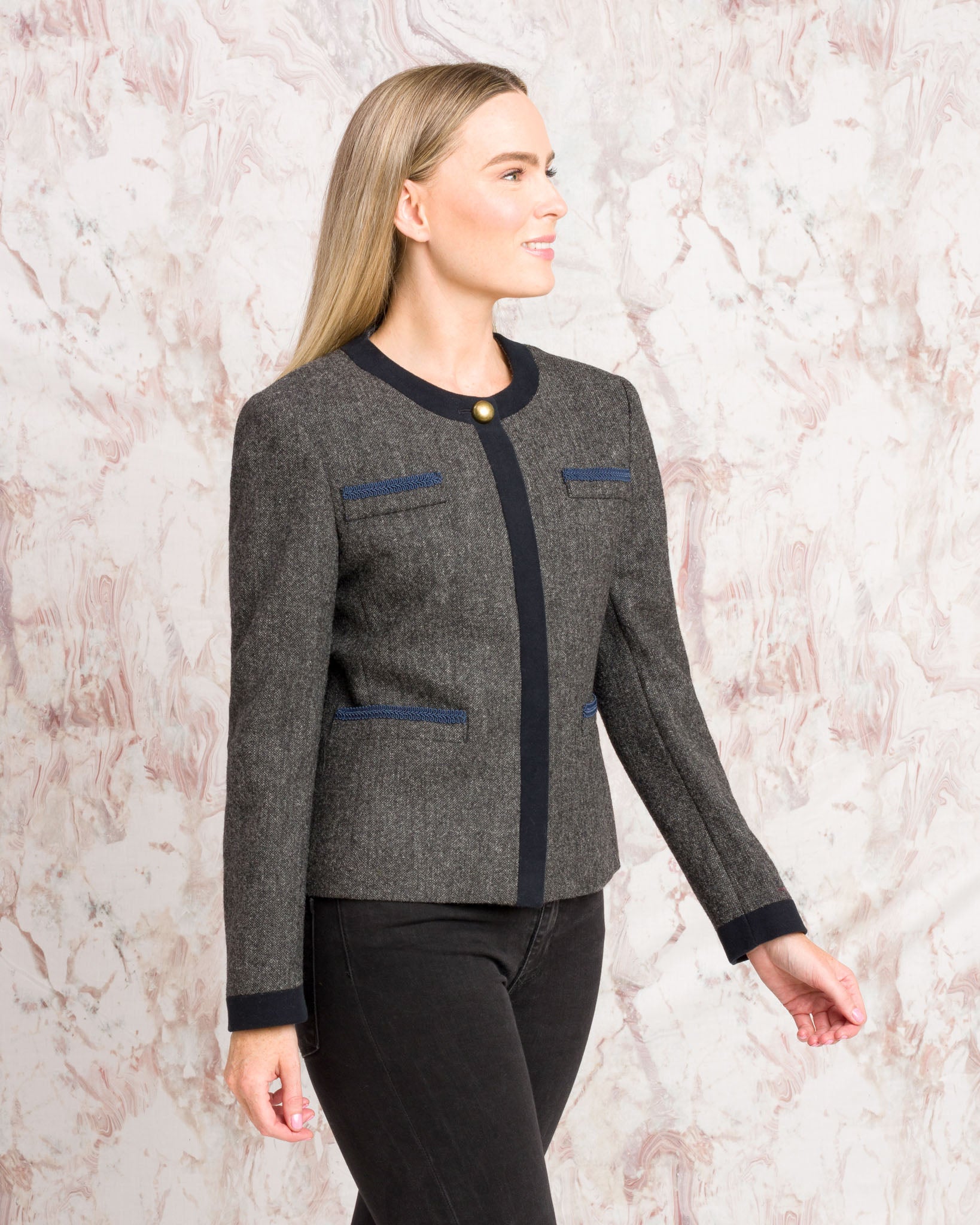 Anna Tweed Jacket - Grey Fleck - Jack Murphy Ireland