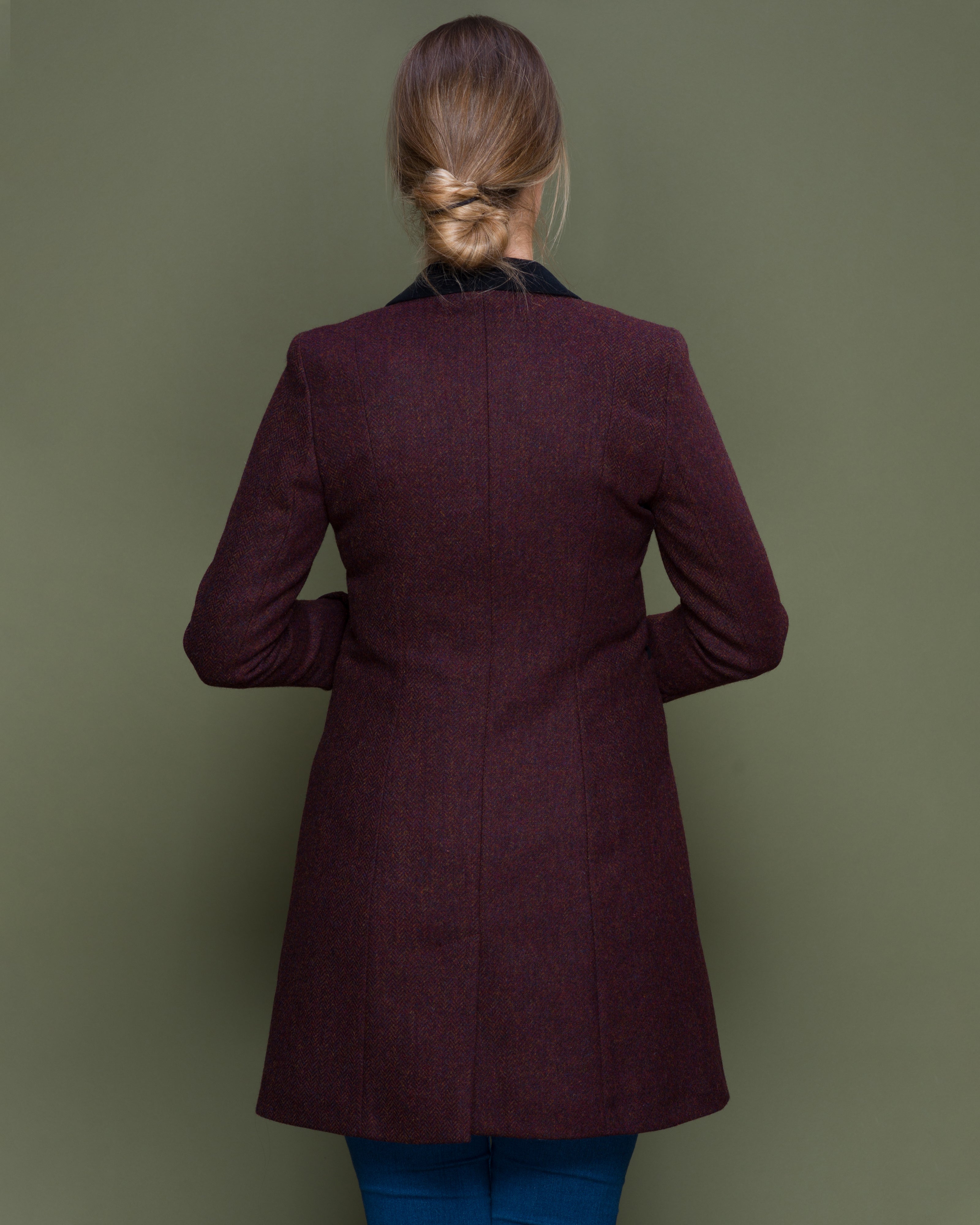 Isabella Tweed Coat - Berry Herringbone