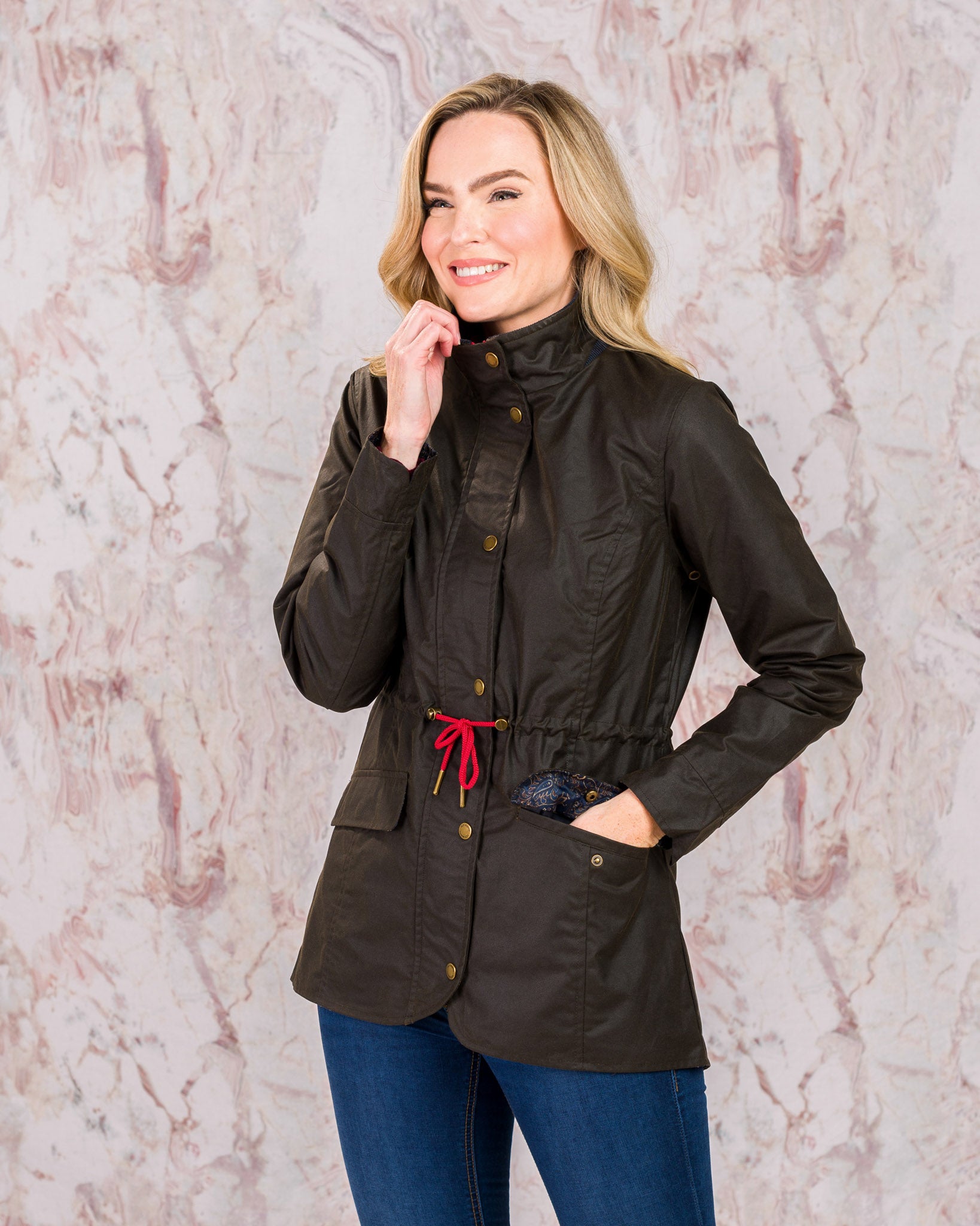 Lauren Wax Jacket - Olive - Jack Murphy Ireland