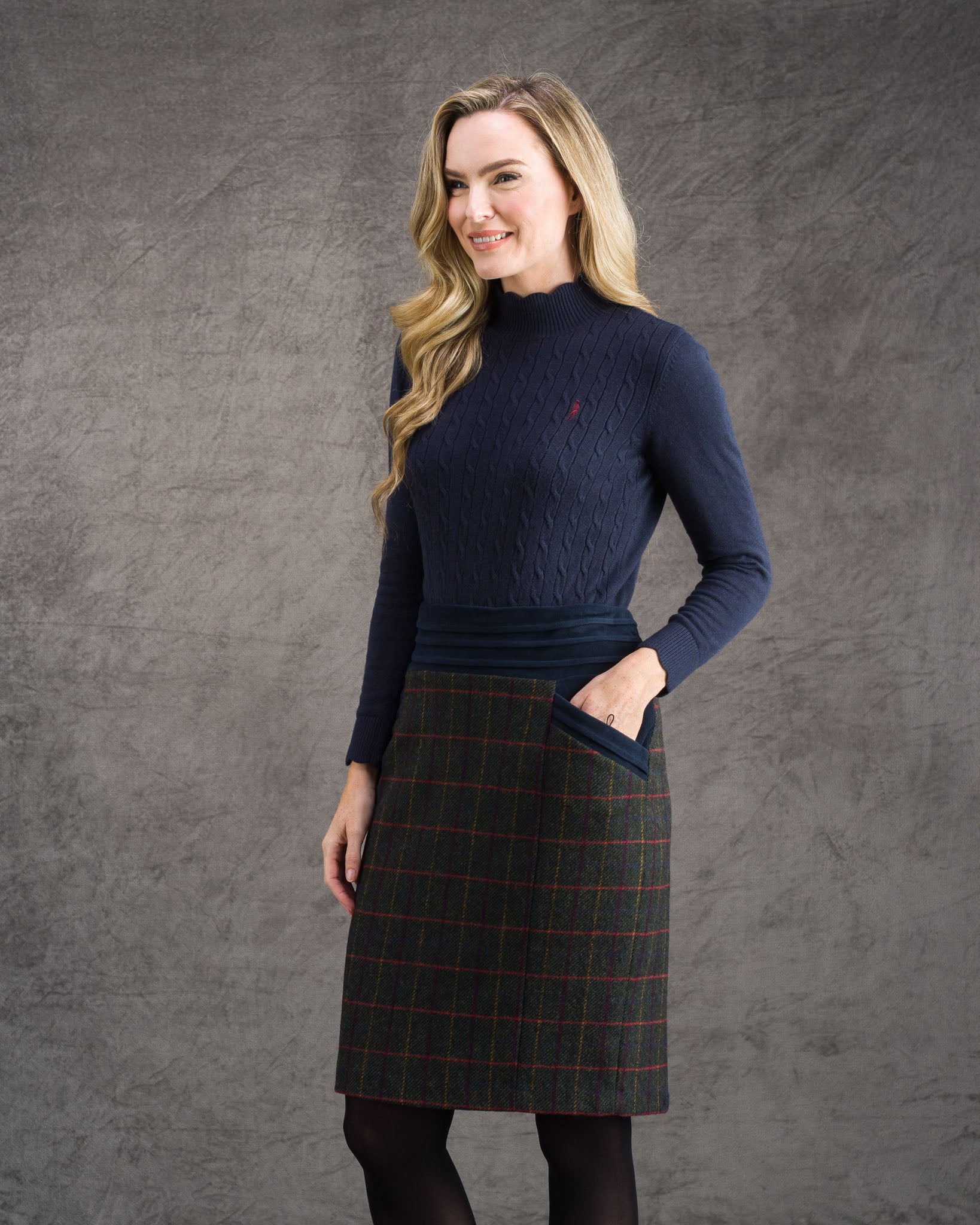 Norah Tweed Skirt - Primary Green - Jack Murphy Ireland