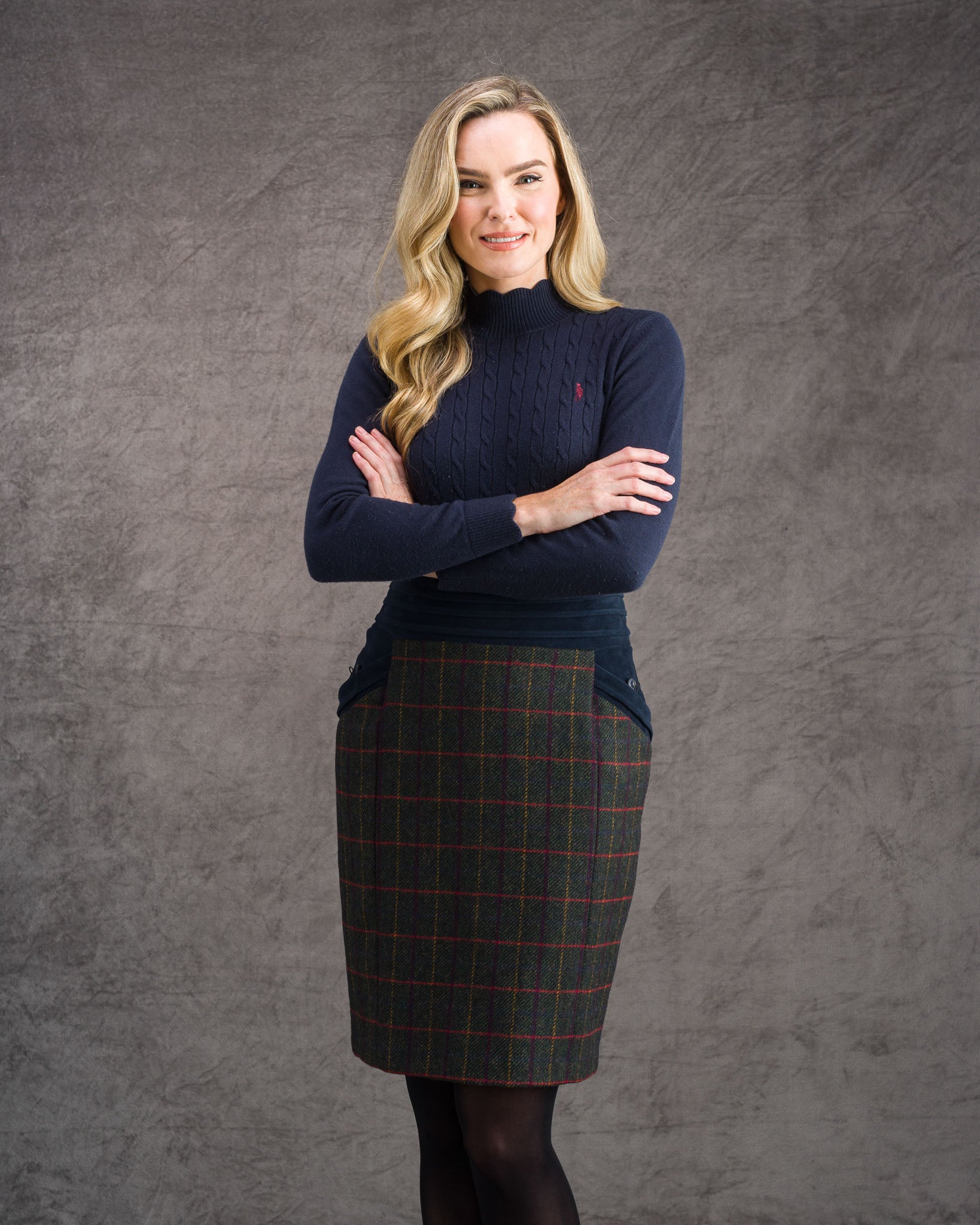 Norah Tweed Skirt - Primary Green - Jack Murphy Ireland