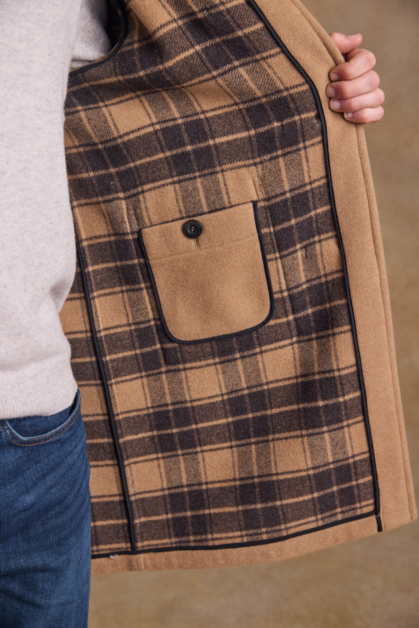 Jack Murphy Clothing - Alex Wool Duffle Coat - Camel - Tweed