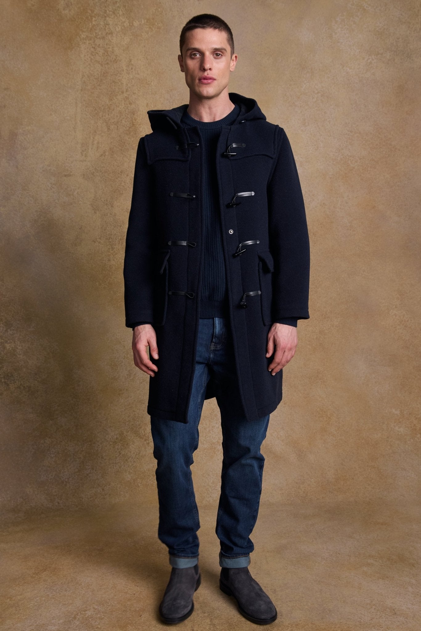 Jack Murphy Clothing - Alex Wool Duffle Coat - Navy - Tweed