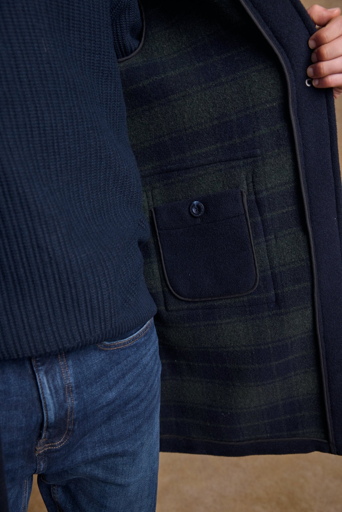 Jack Murphy Clothing - Alex Wool Duffle Coat - Navy - Tweed