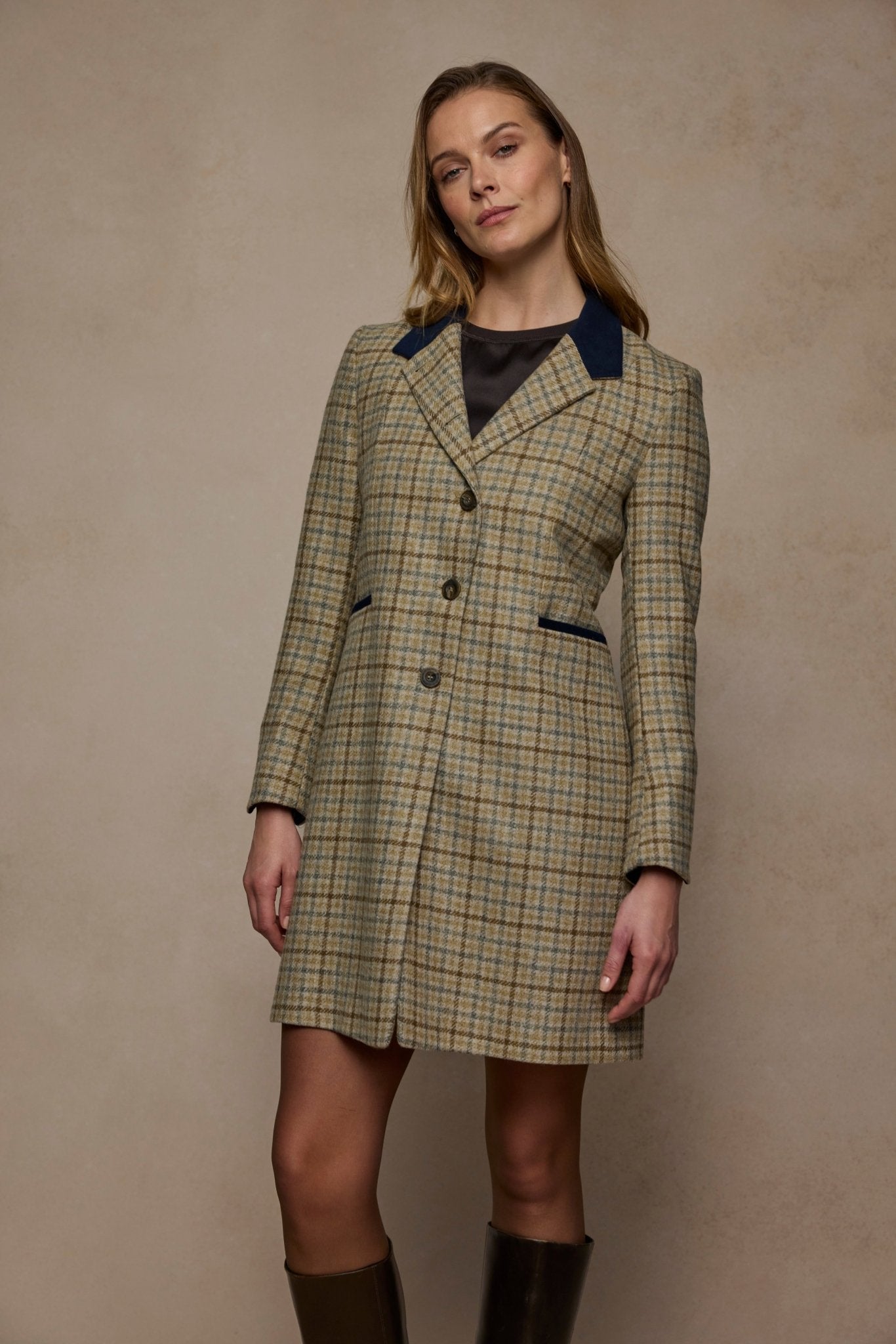 Jack Murphy Clothing - Isabella Tweed Coat - Caramel Check - Tweed