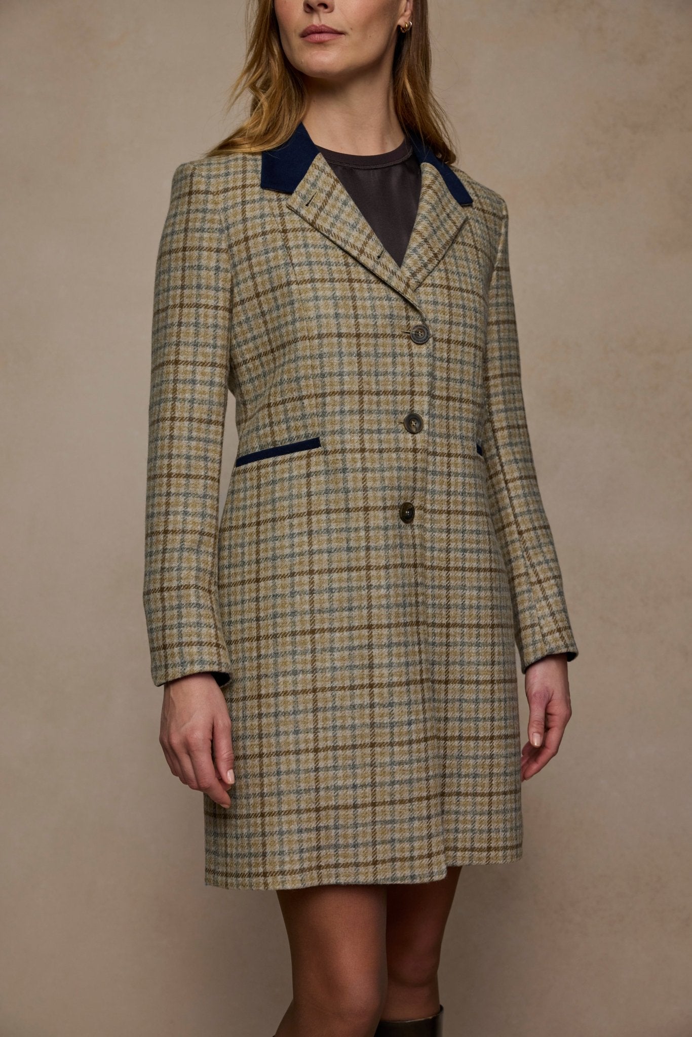 Jack Murphy Clothing - Isabella Tweed Coat - Caramel Check - Tweed