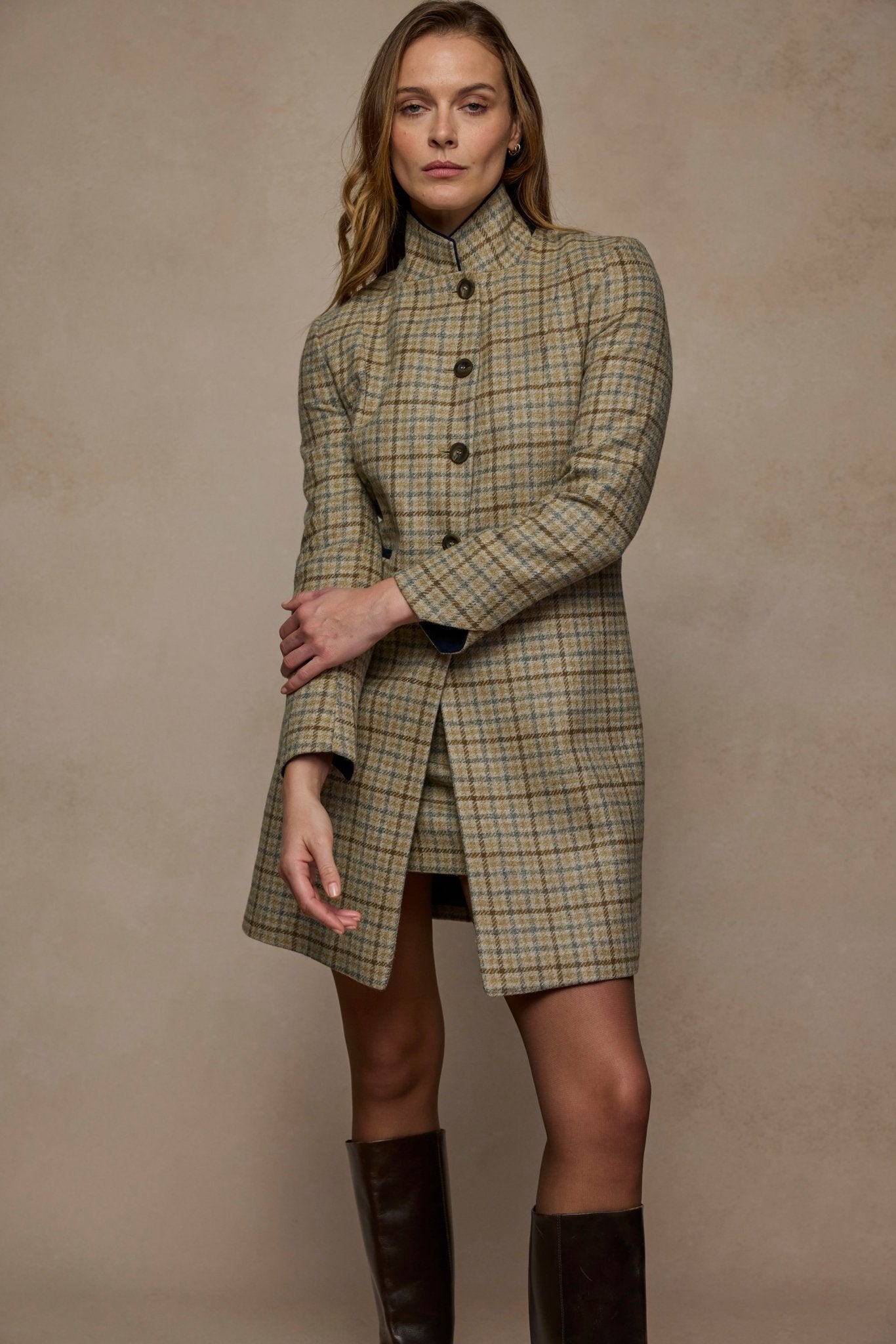 Jack Murphy Clothing - Isabella Tweed Coat - Caramel Check - Tweed