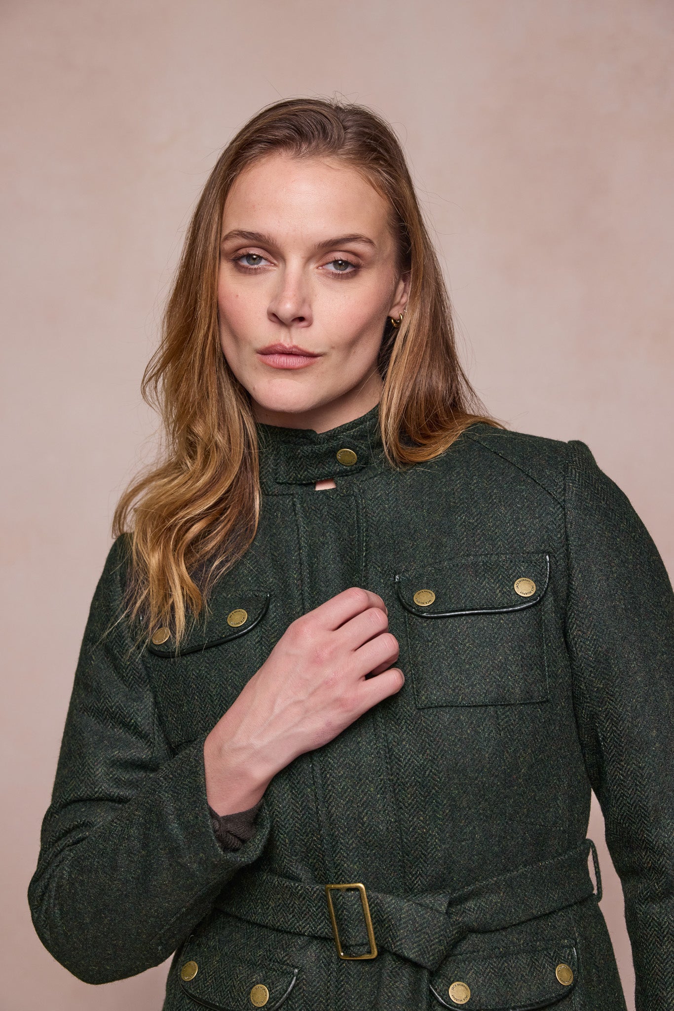 Maeve Tweed Jacket - Green Herringbone