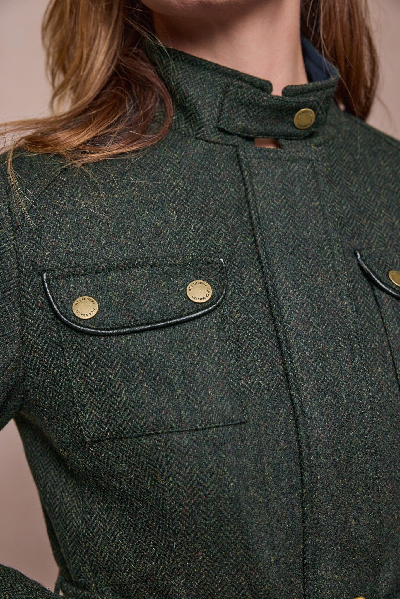 Maeve Tweed Jacket - Green Herringbone