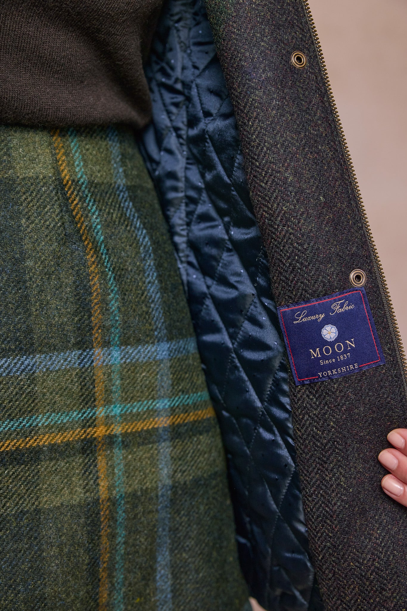 Maeve Tweed Jacket - Green Herringbone