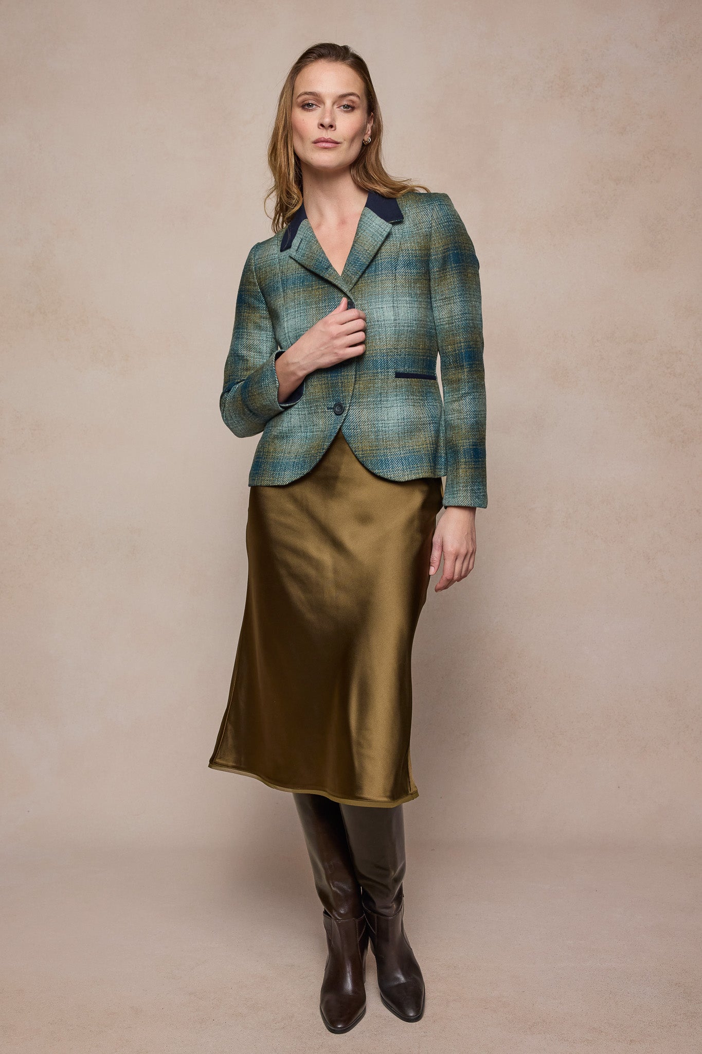 Sasha Tweed Jacket - Ocean Check