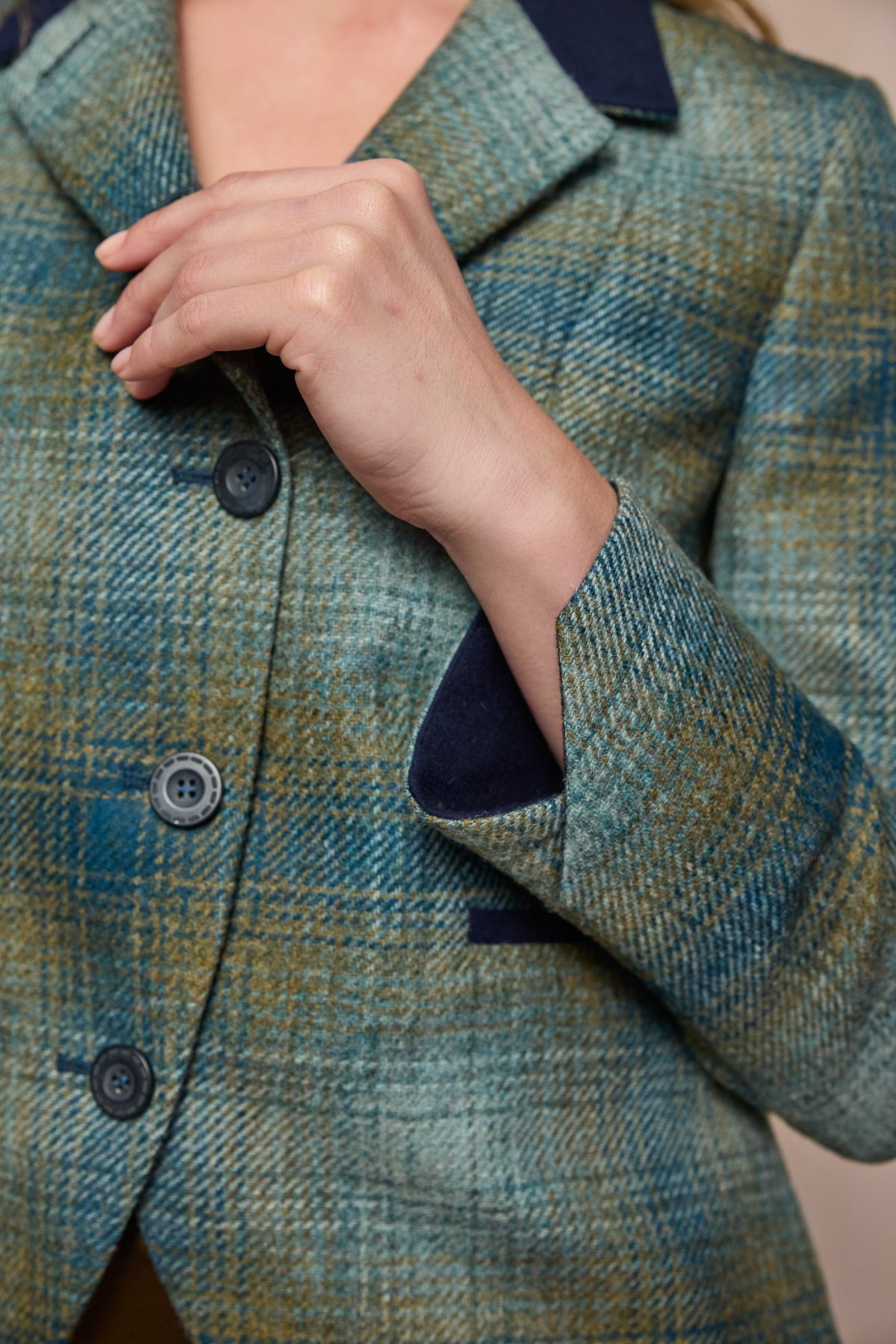 Sasha Tweed Jacket - Ocean Check