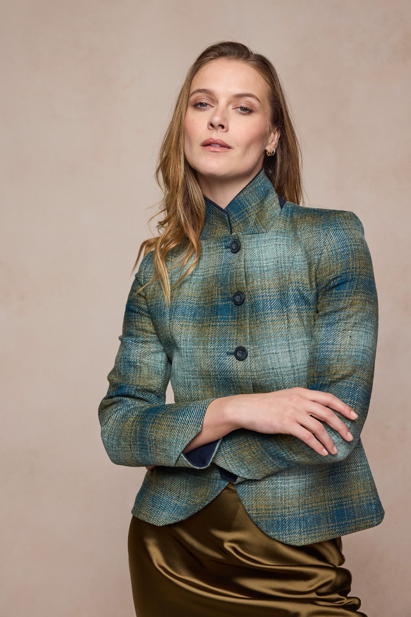 Sasha Tweed Jacket - Ocean Check