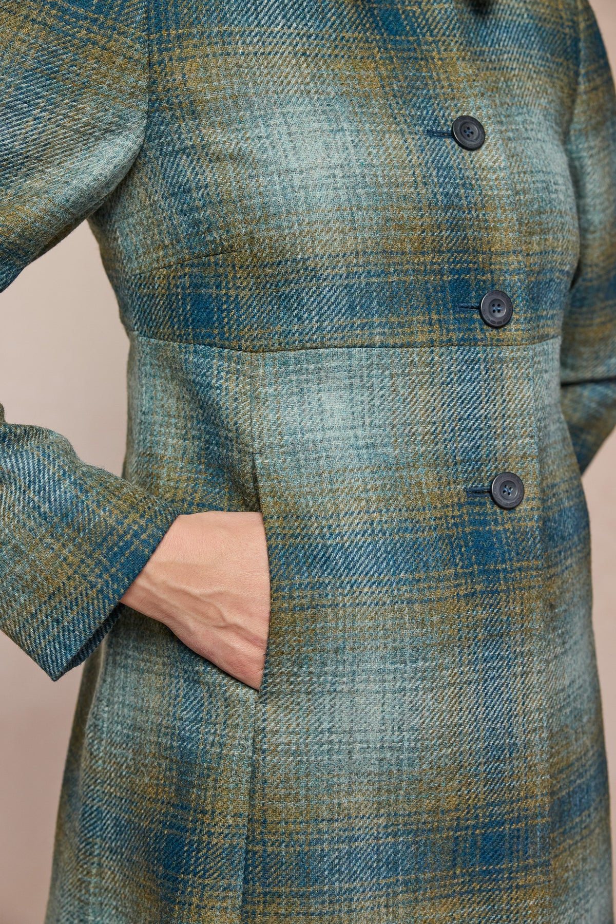 Aimee Tweed Coat - Ocean Check