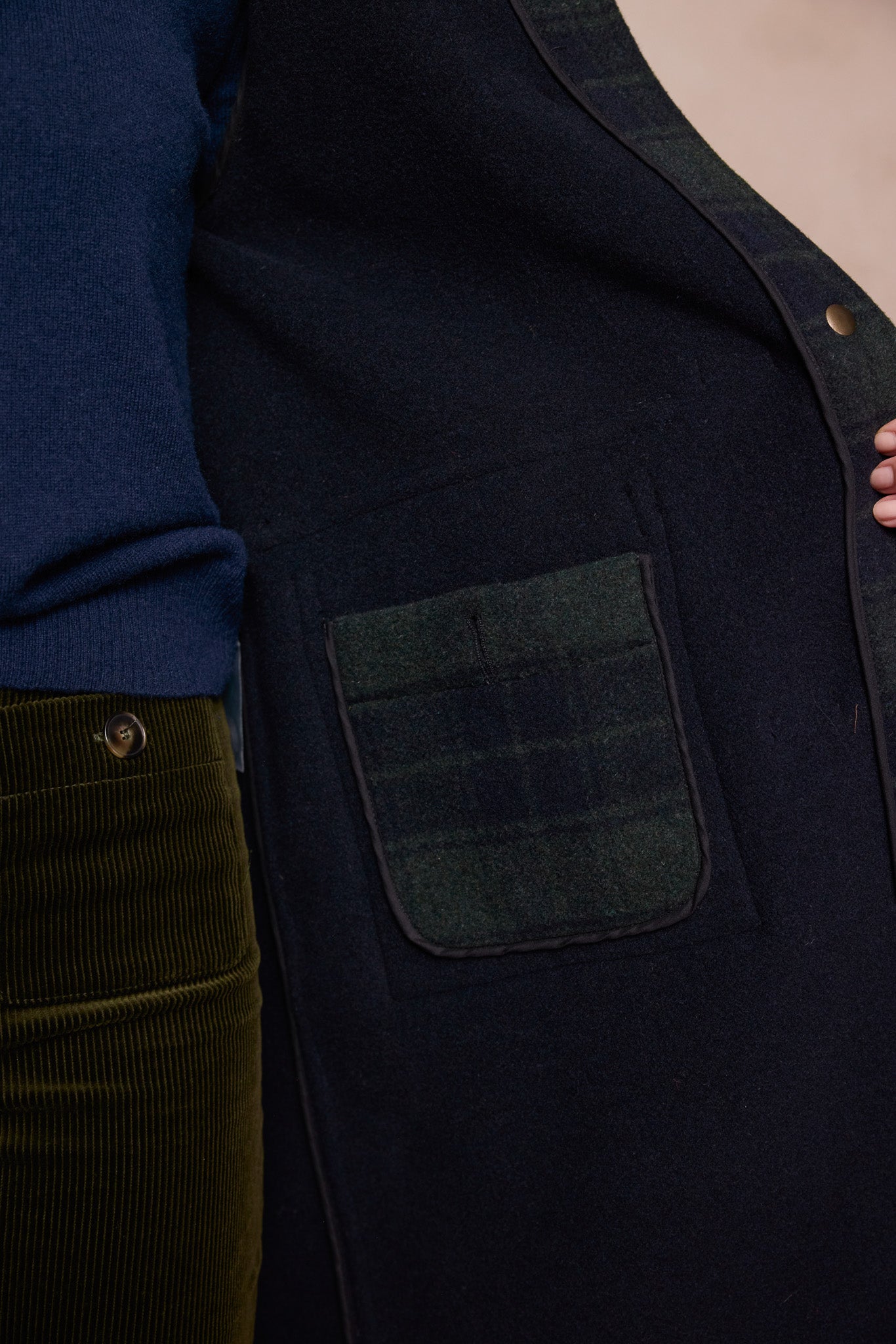 Alex Wool Duffle Coat - Green Tartan