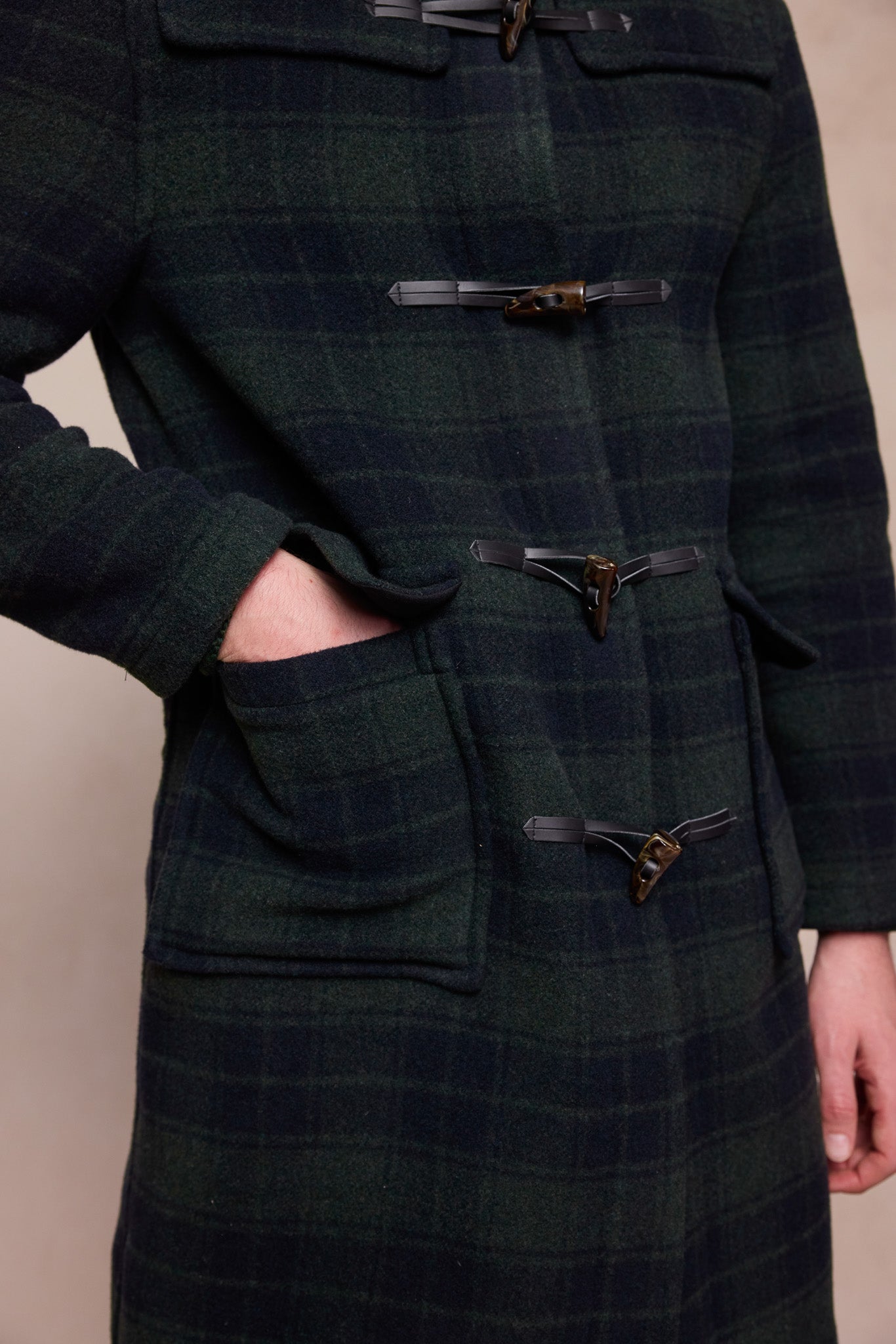 Alex Wool Duffle Coat - Green Tarten