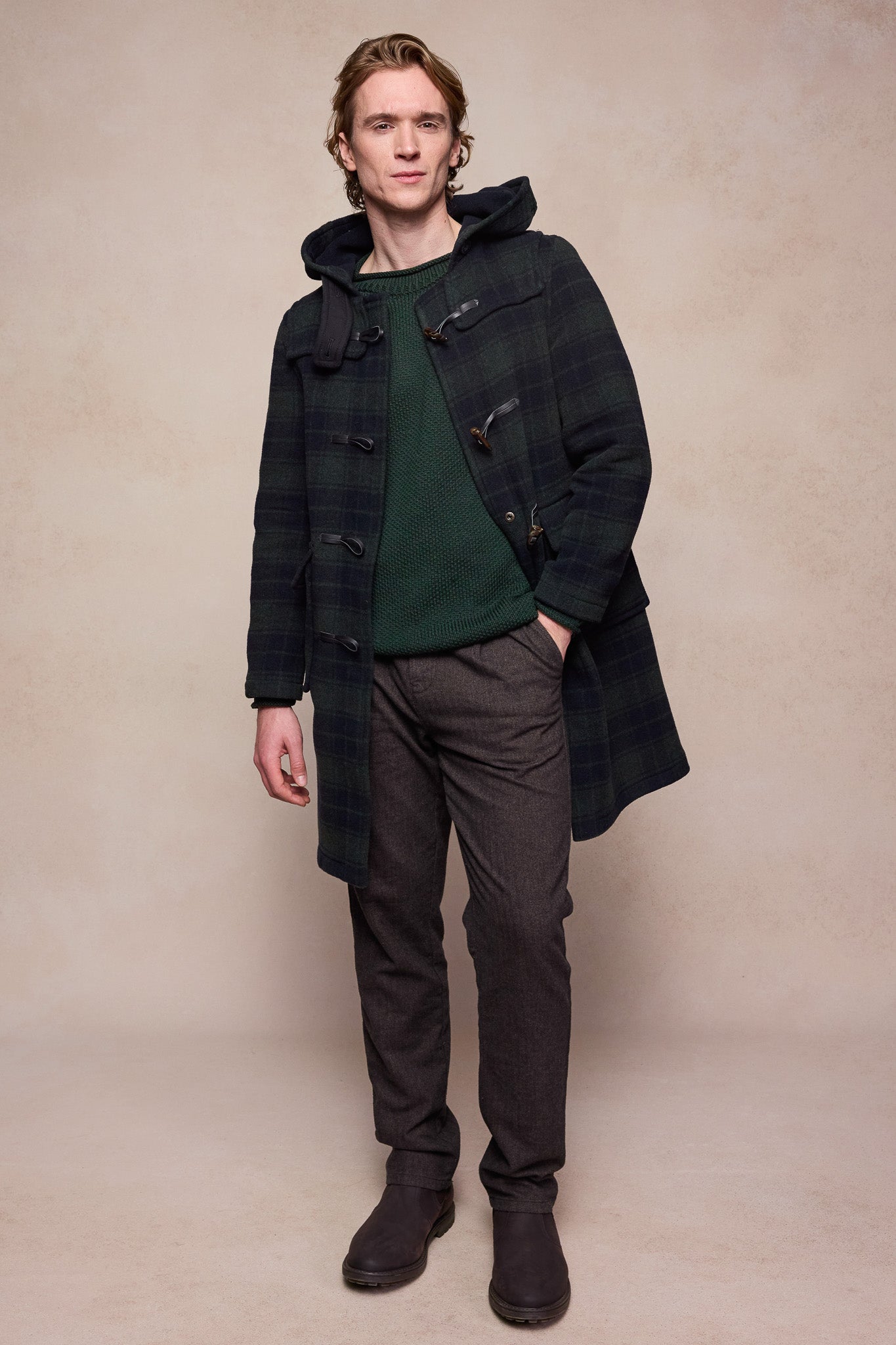 Alex Wool Duffle Coat - Green Tarten