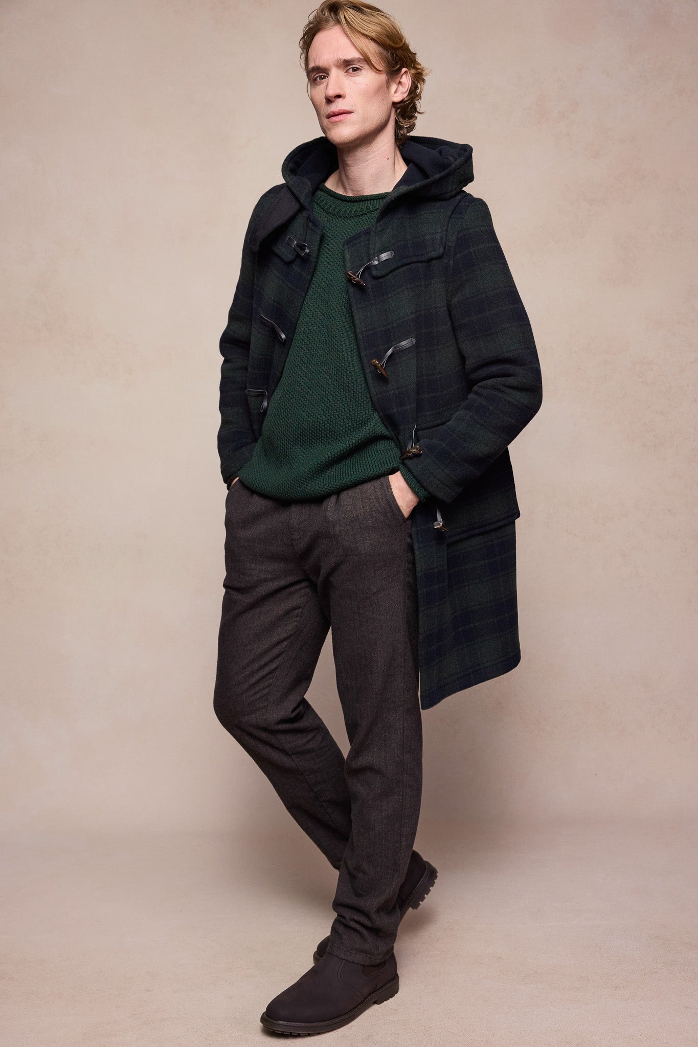 Alex Wool Duffle Coat - Green Tarten
