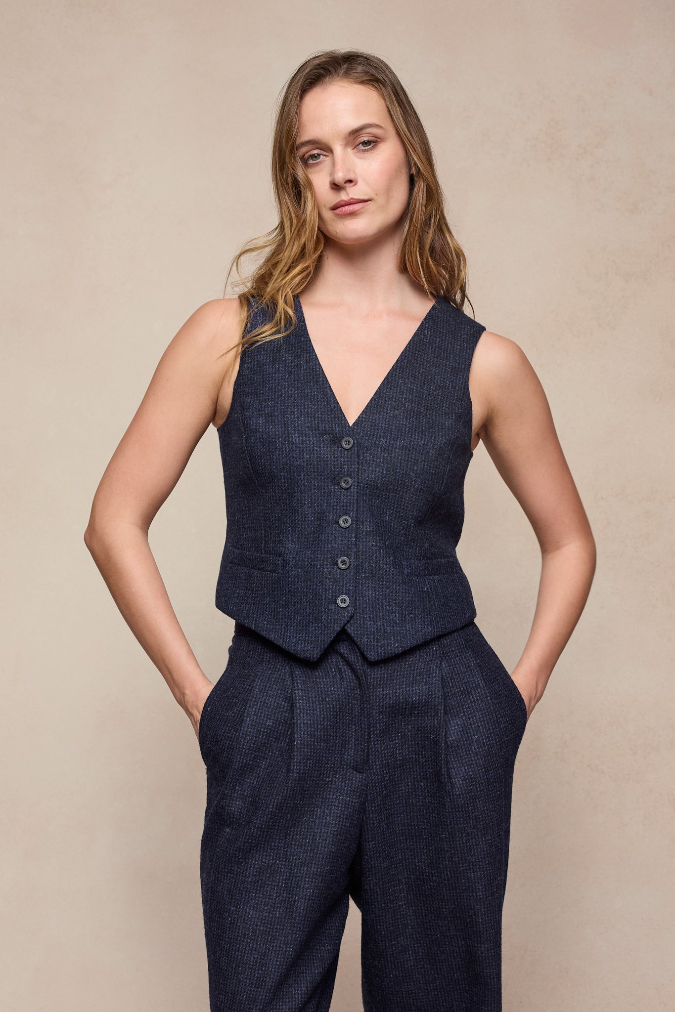 Colleen Tweed Waistcoat - Imperial Blue