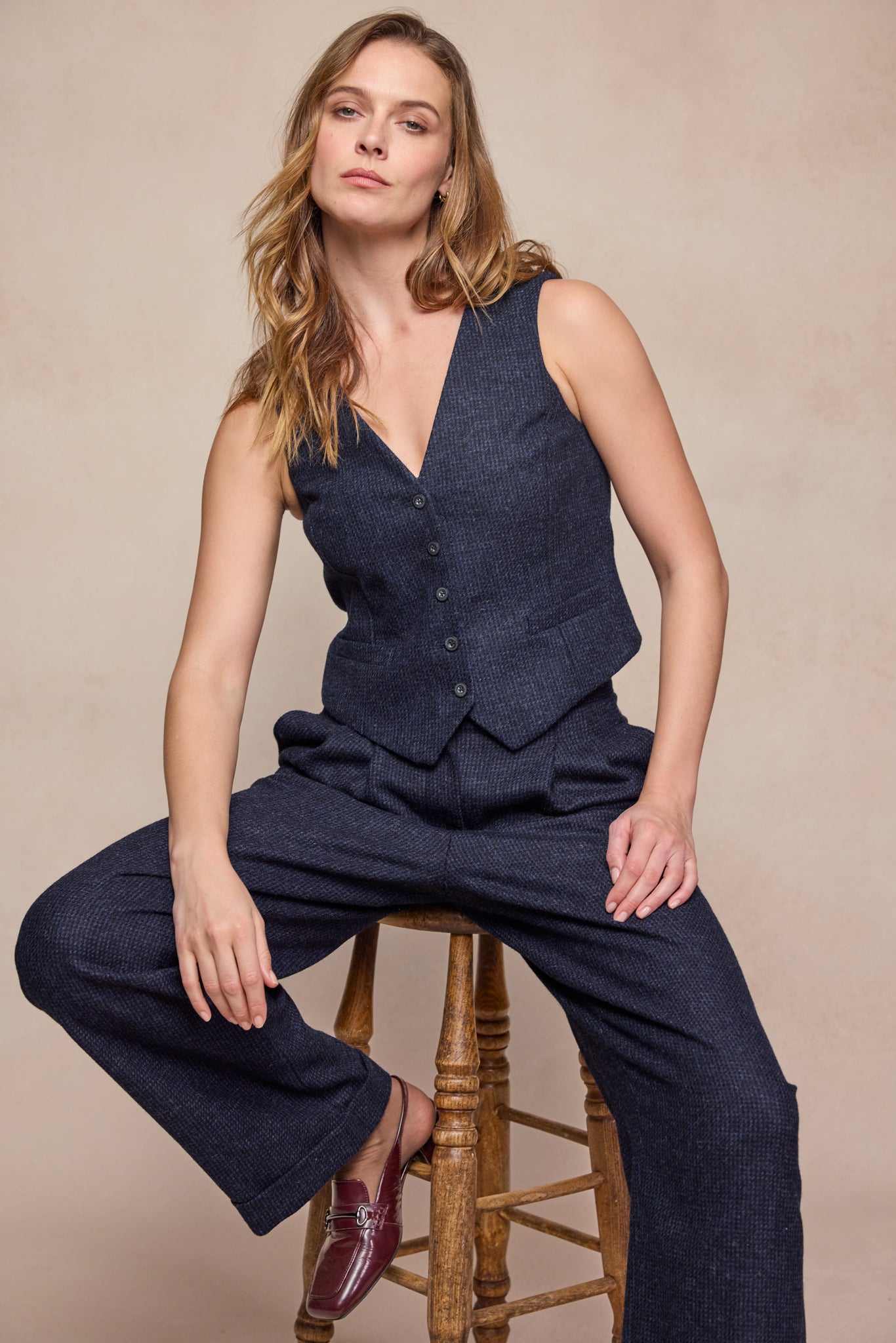 Colleen Tweed Waistcoat - Imperial Blue