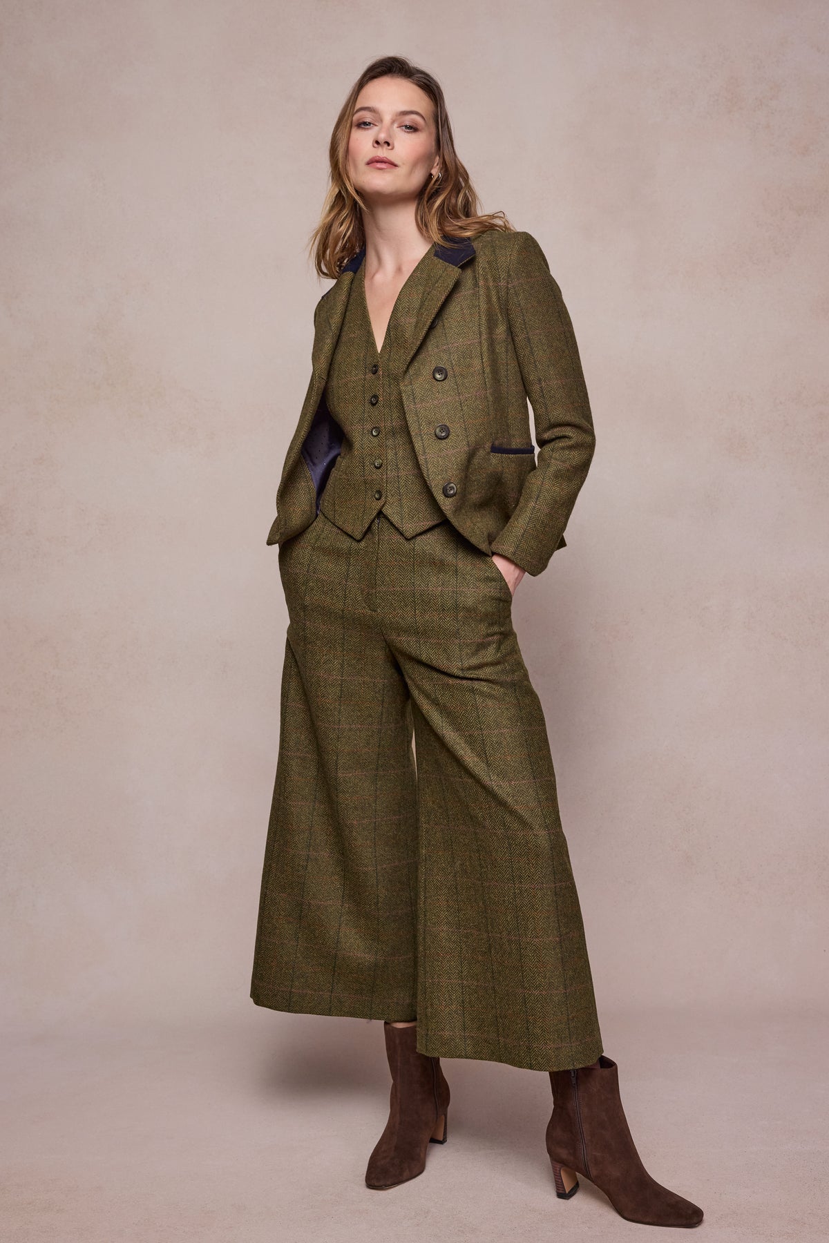 Enya Tweed Culottes - Woodland Check
