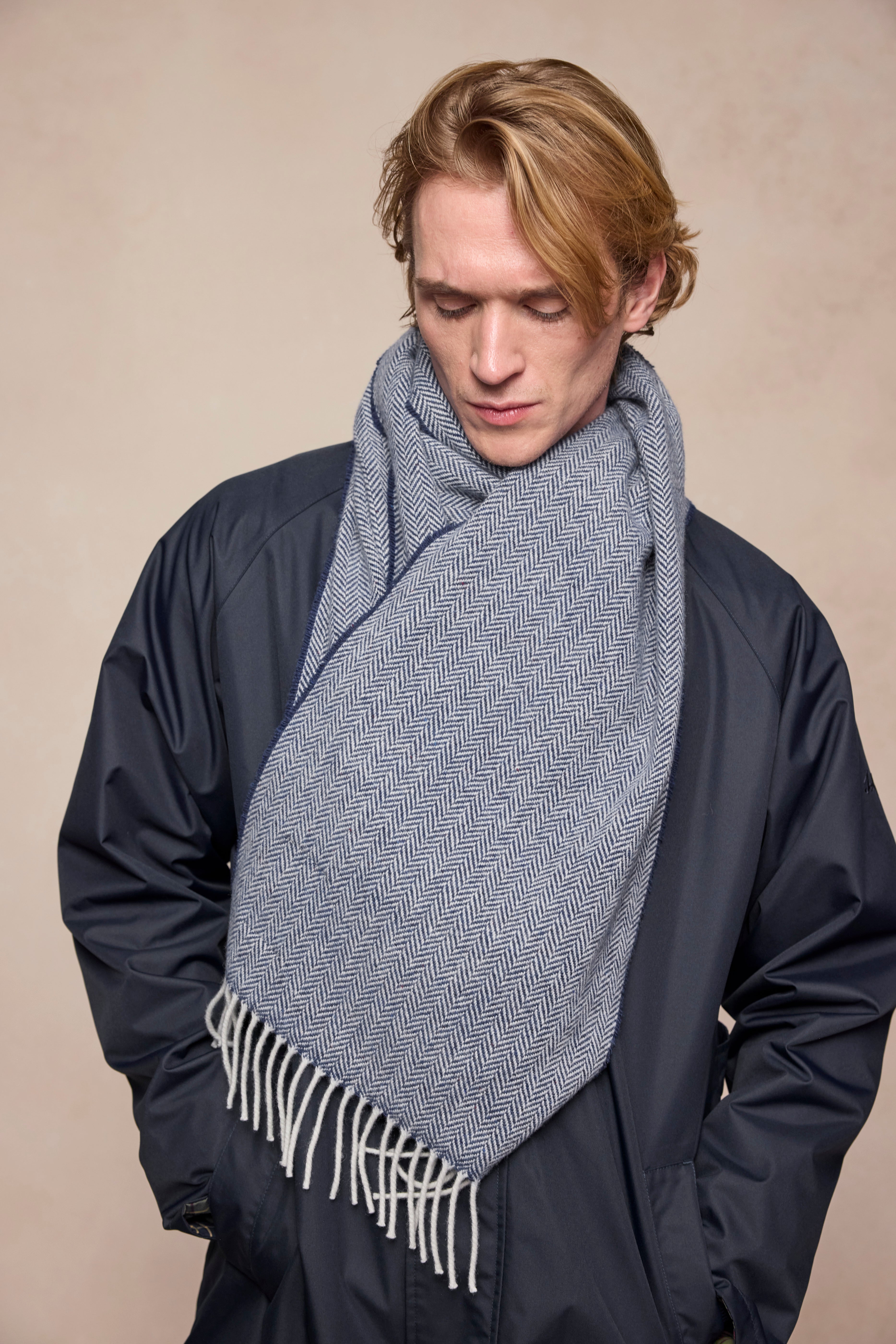 Billy Wool Scarf - Blue Marine