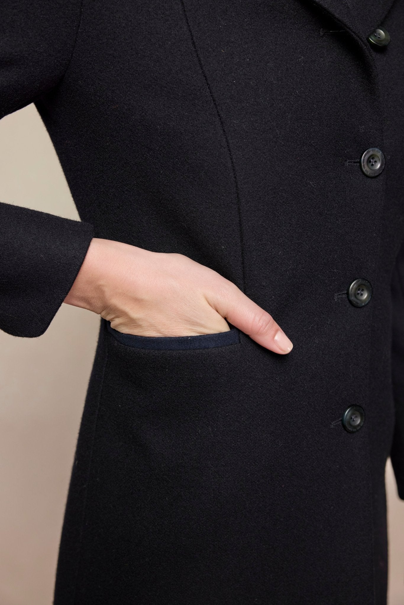 Jack Murphy Clothing - Isabella Tweed Coat - Black Melton - Tweed