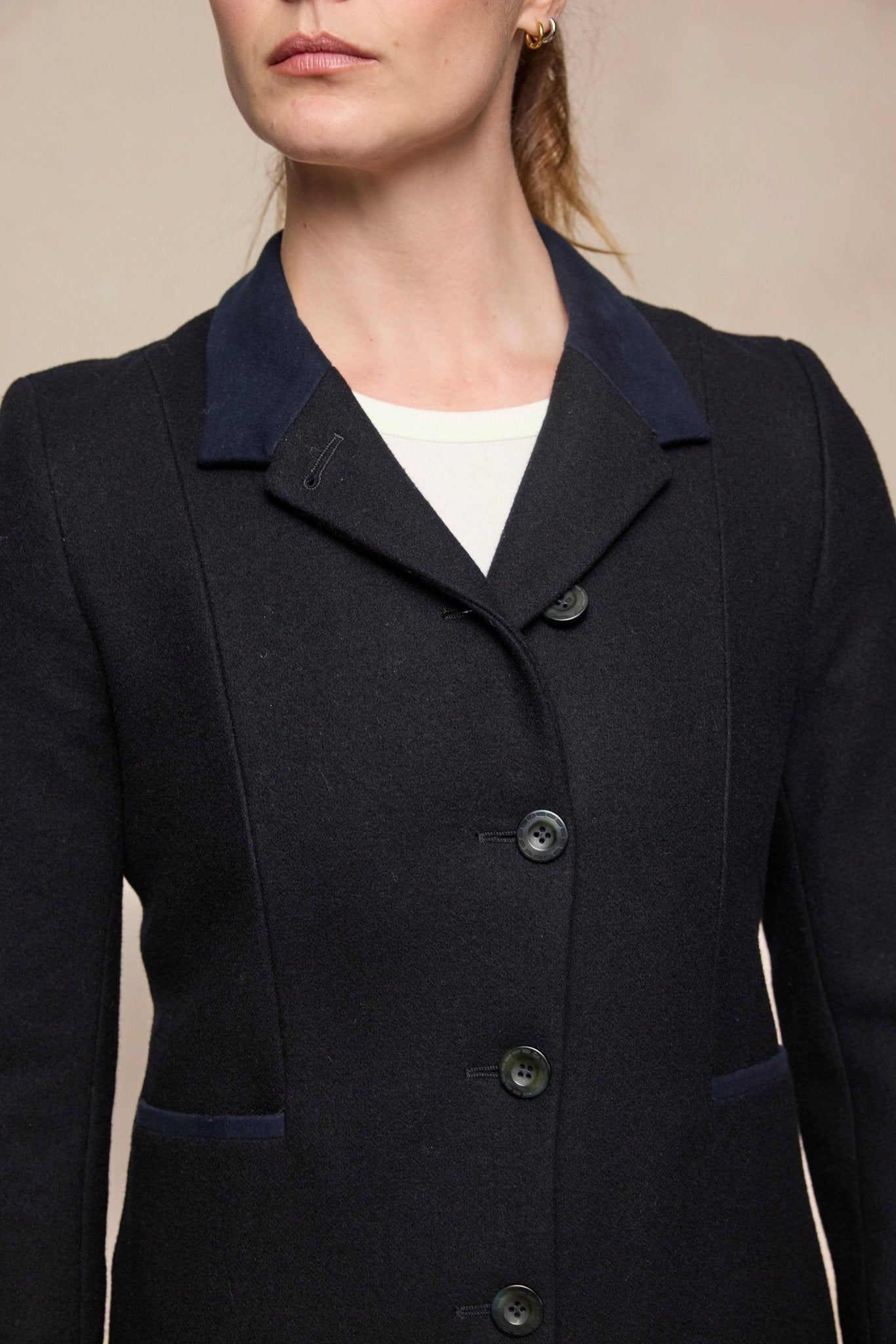 Jack Murphy Clothing - Isabella Tweed Coat - Black Melton - Tweed