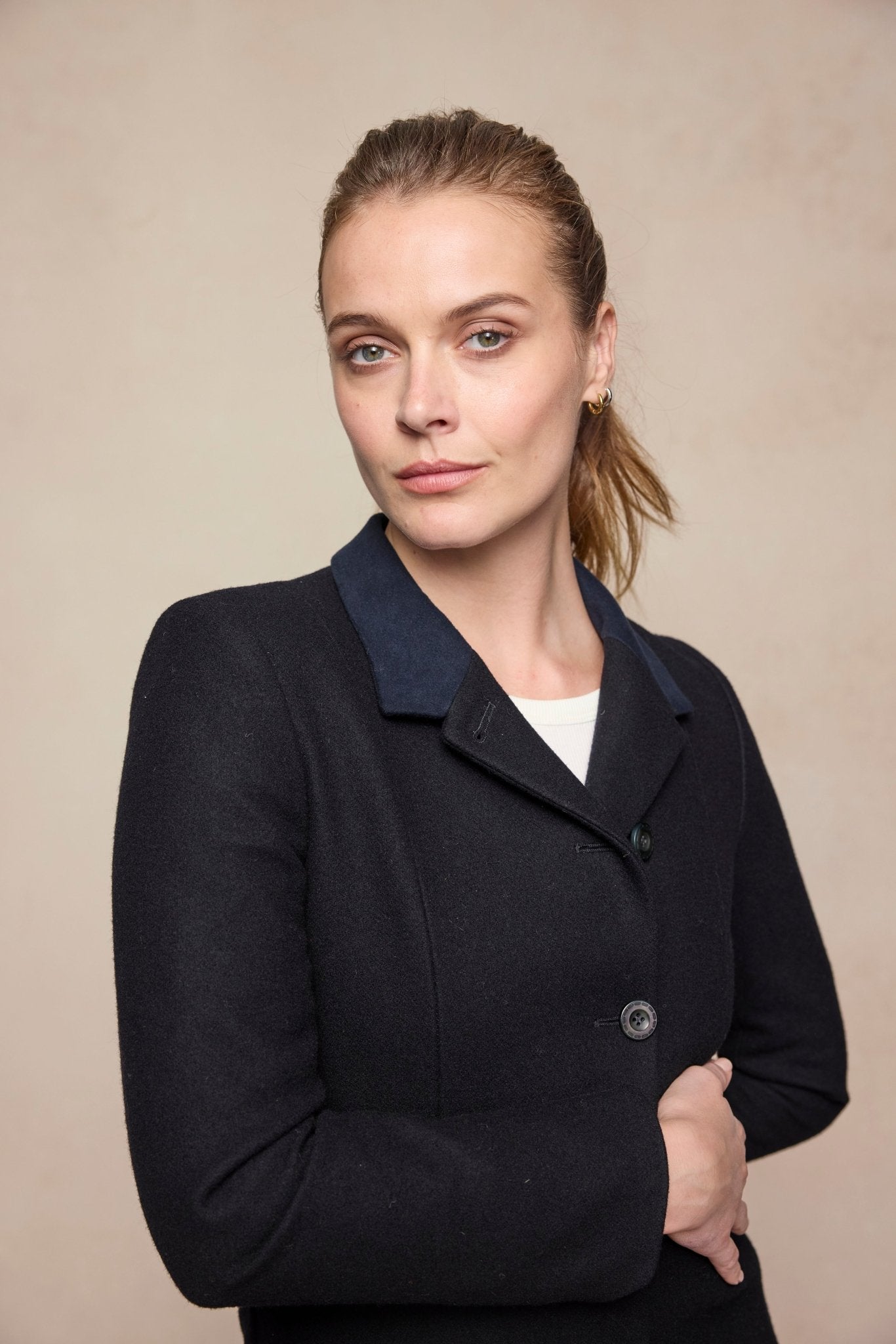 Jack Murphy Clothing - Isabella Tweed Coat - Black Melton - Tweed