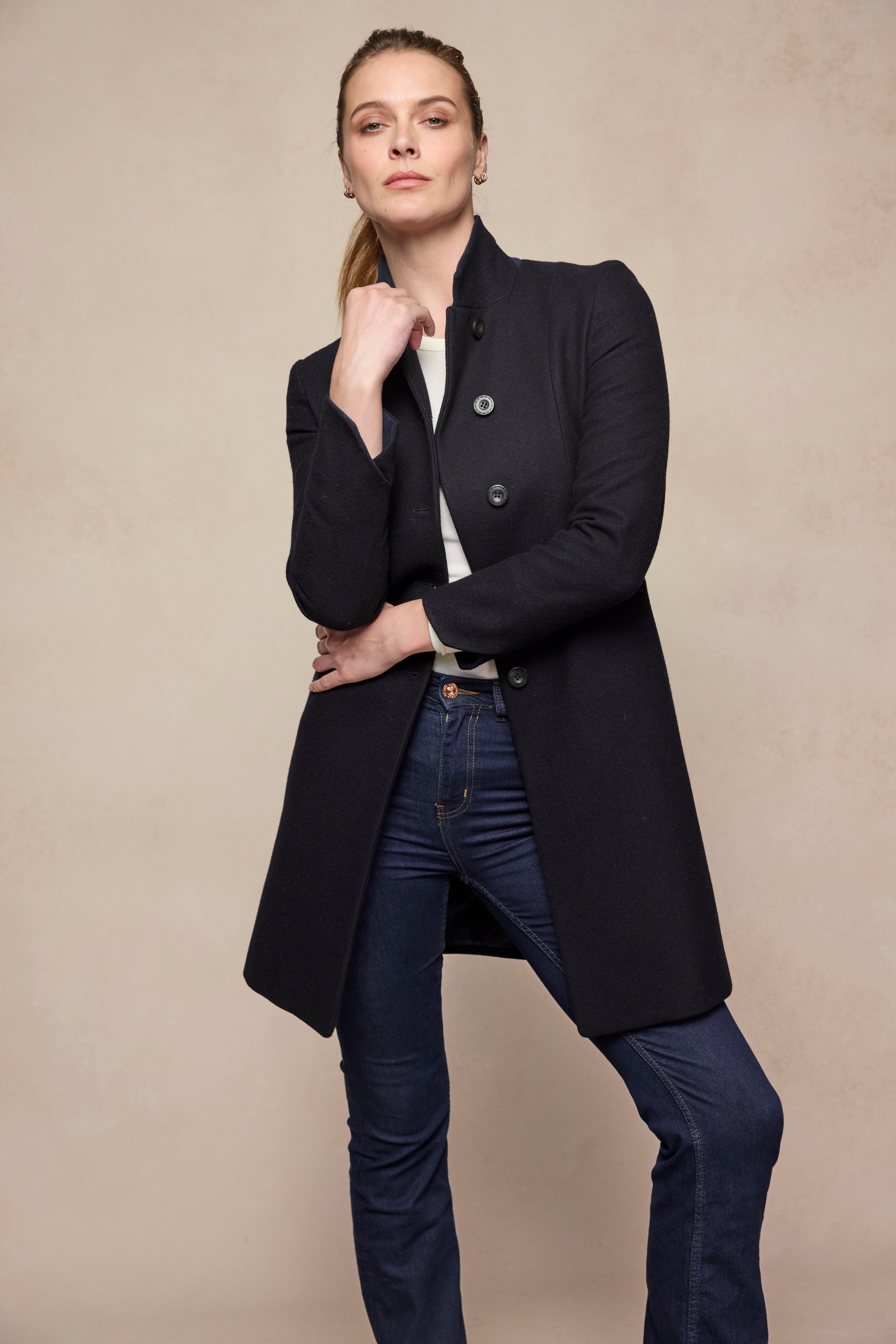 Isabella Tweed Coat - Black Melton