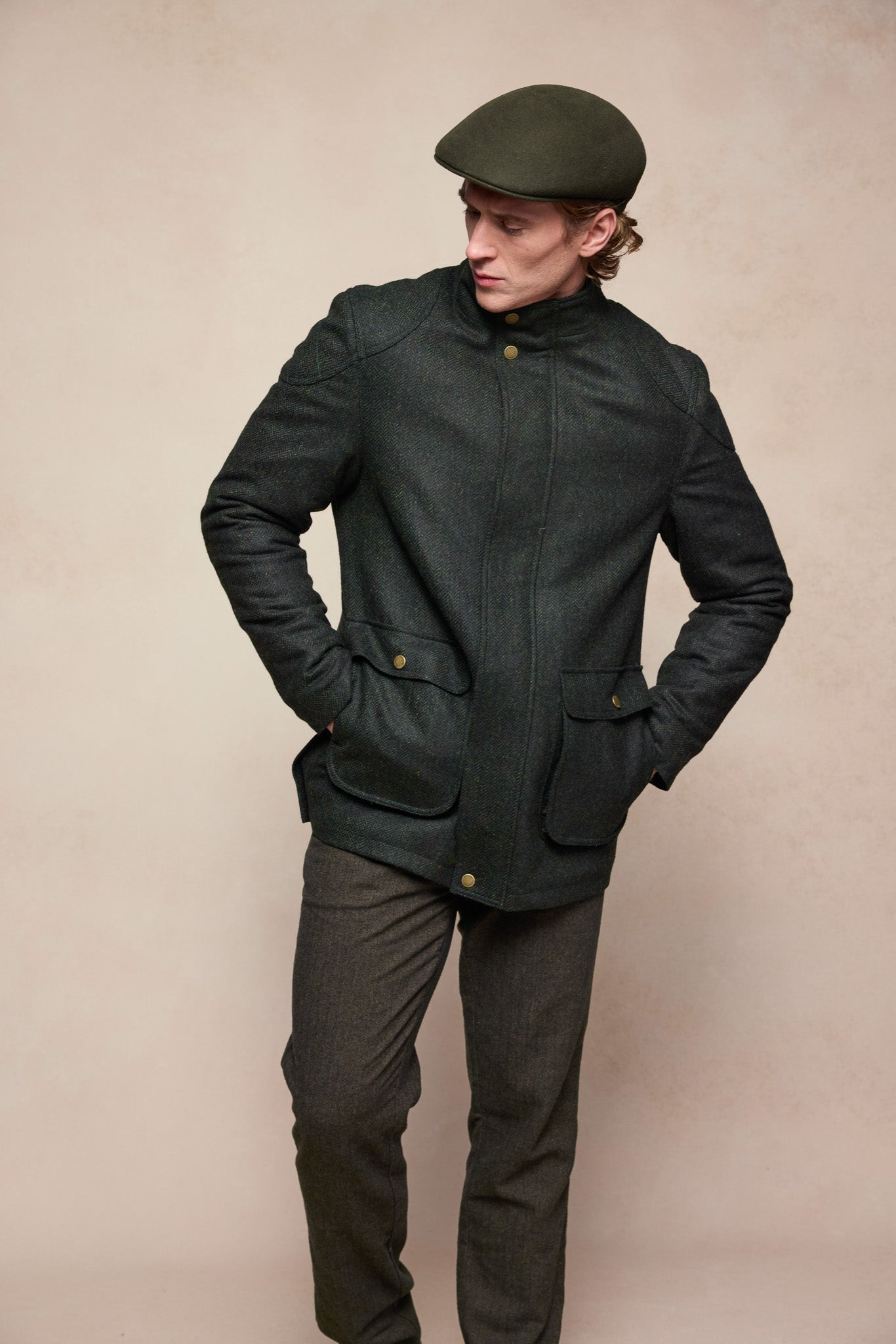Seamus Tweed Jacket - Green Herringbone