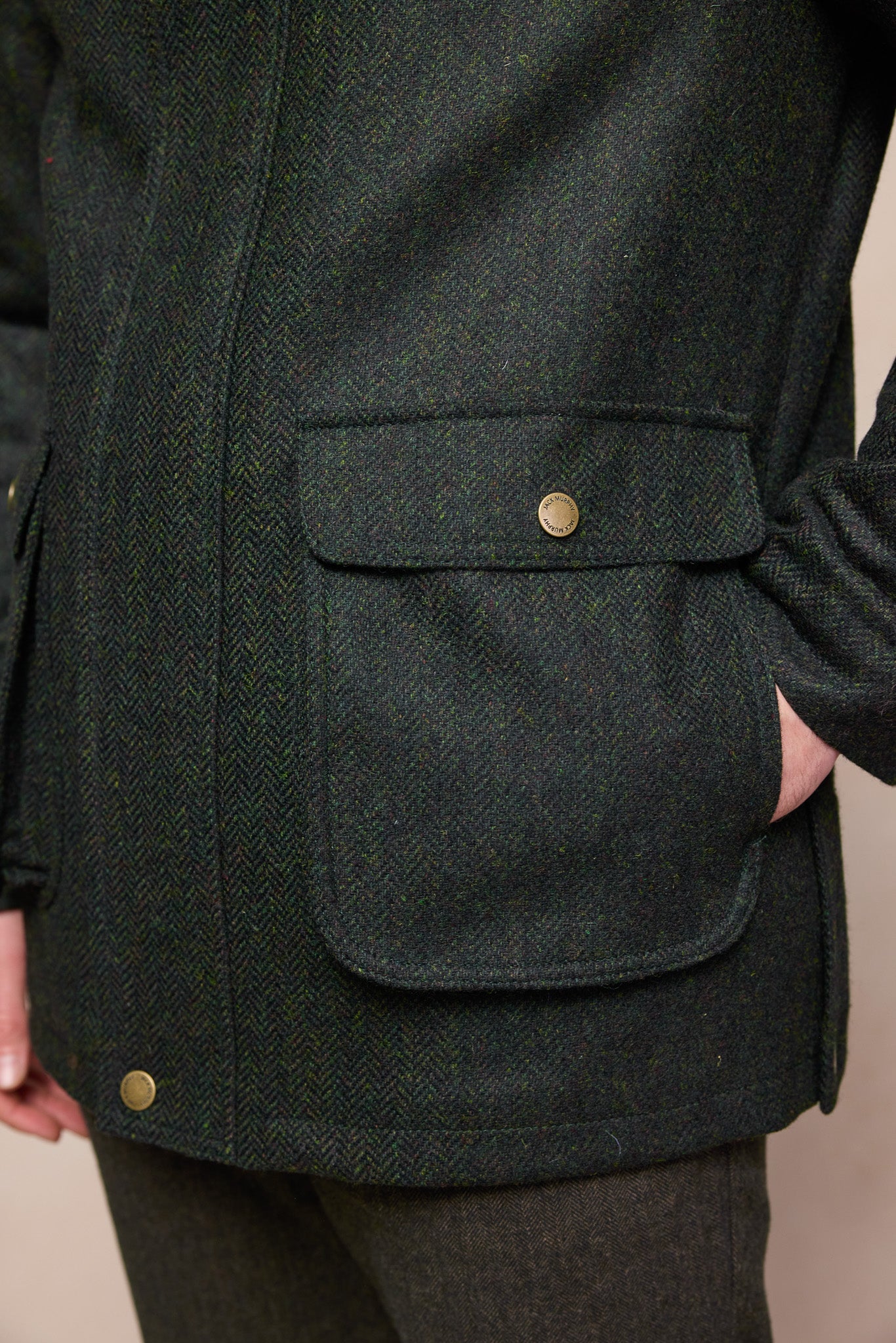 Seamus Tweed Jacket - Green Herringbone