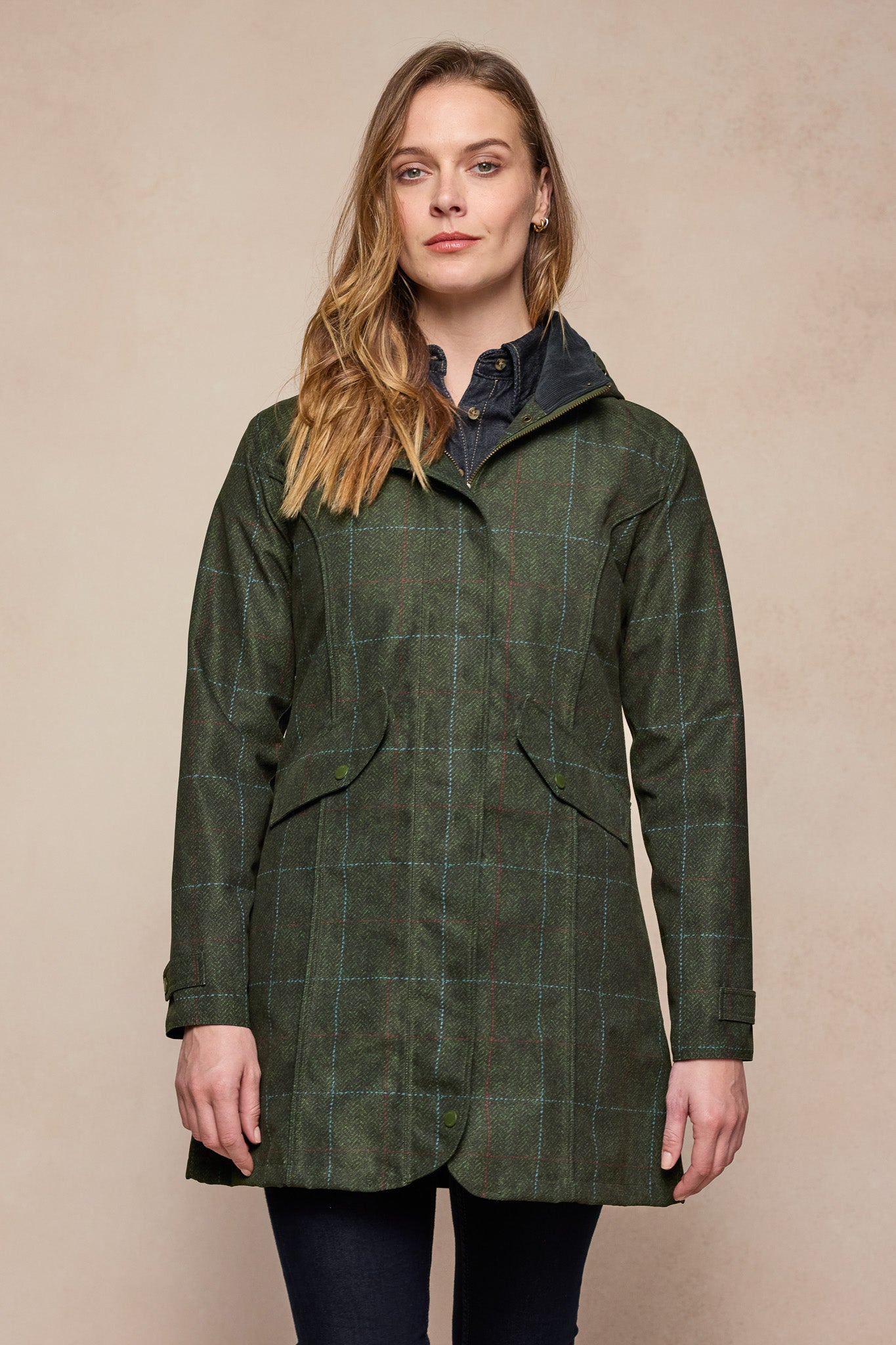 Jack Murphy Clothing - Sophia Waterproof Jacket - Green Windowpane - Waterproof