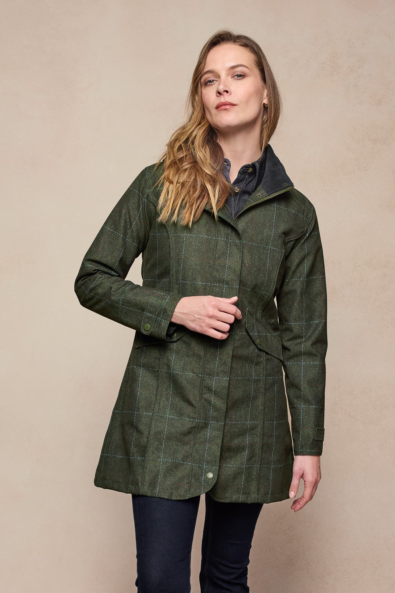 Jack Murphy Clothing - Sophia Waterproof Jacket - Green Windowpane - Waterproof