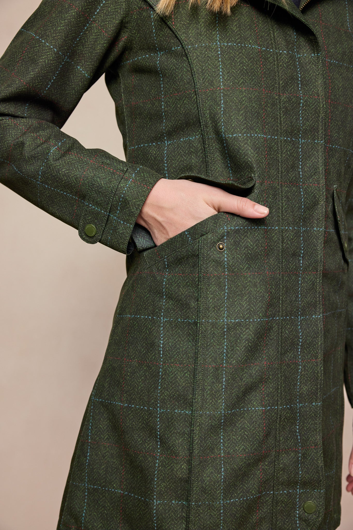 Jack Murphy Clothing - Sophia Waterproof Jacket - Green Windowpane - Waterproof