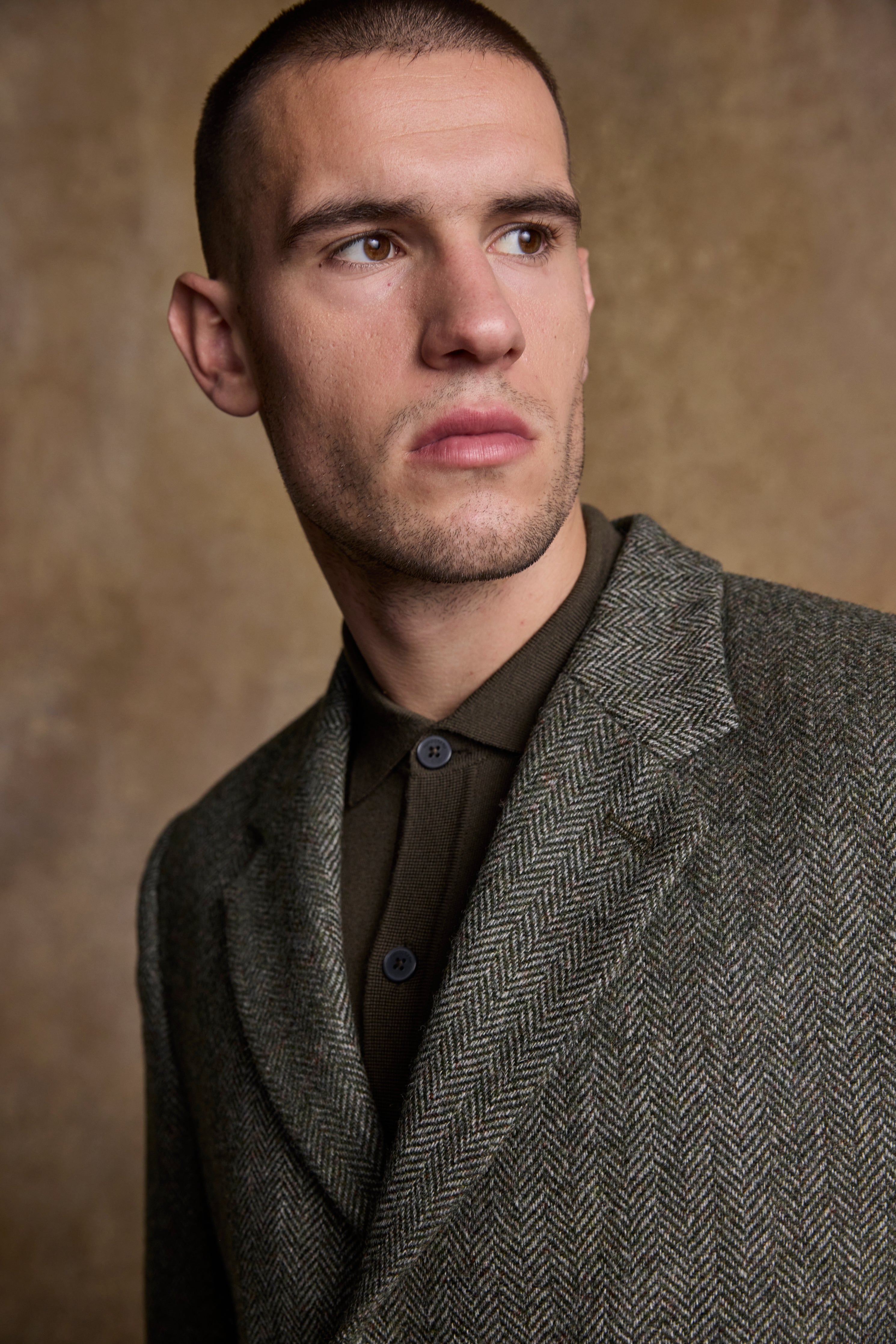 Owen Tweed Coat - Donegal Wide Green Herringbone