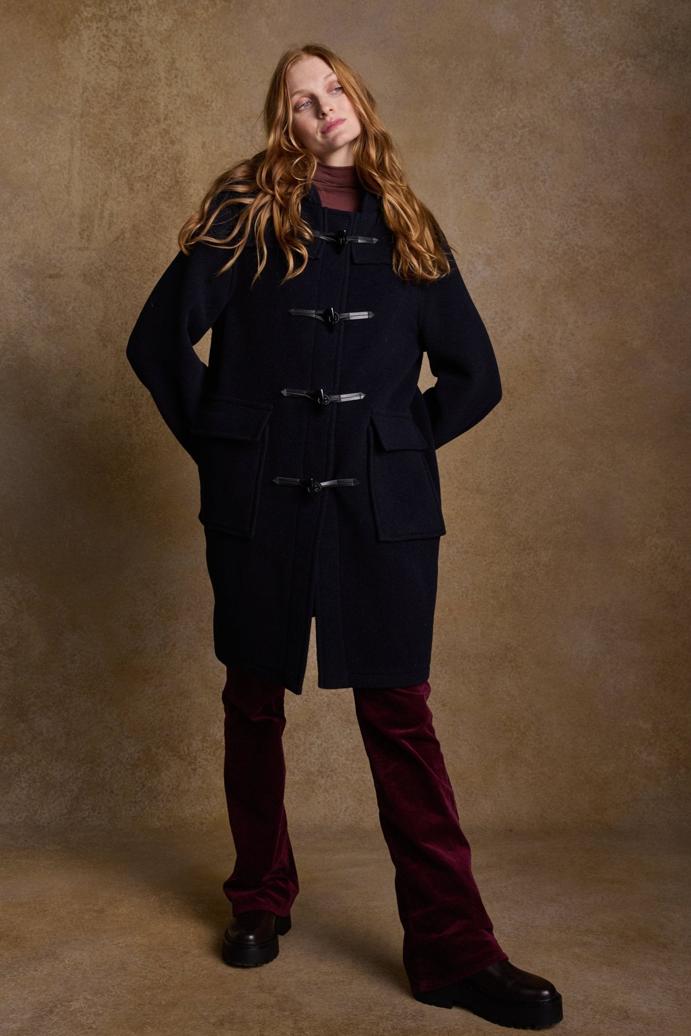 Jack Murphy Clothing - Alex Wool Duffle Coat - Navy - Tweed