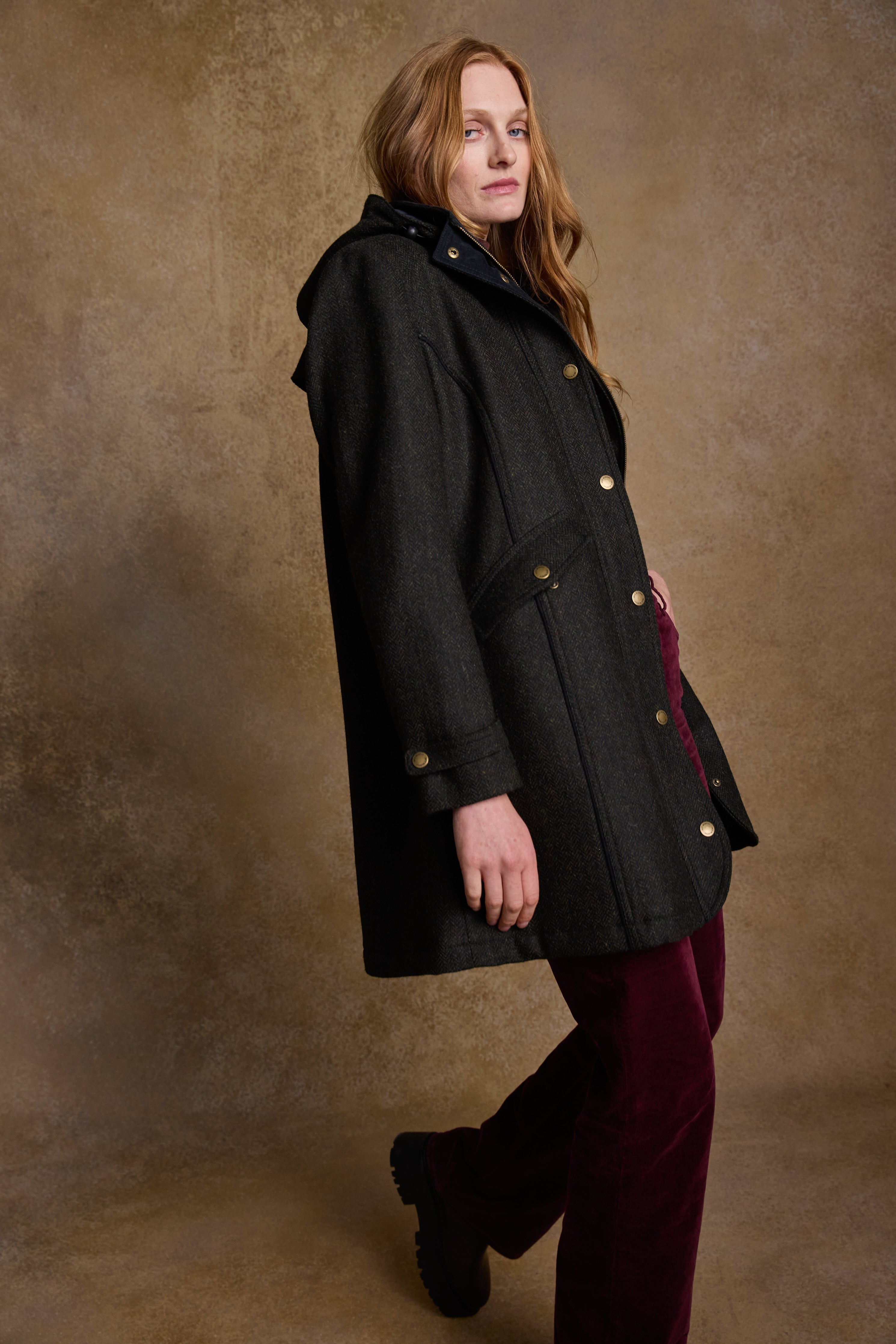 Long black tweed coat best sale