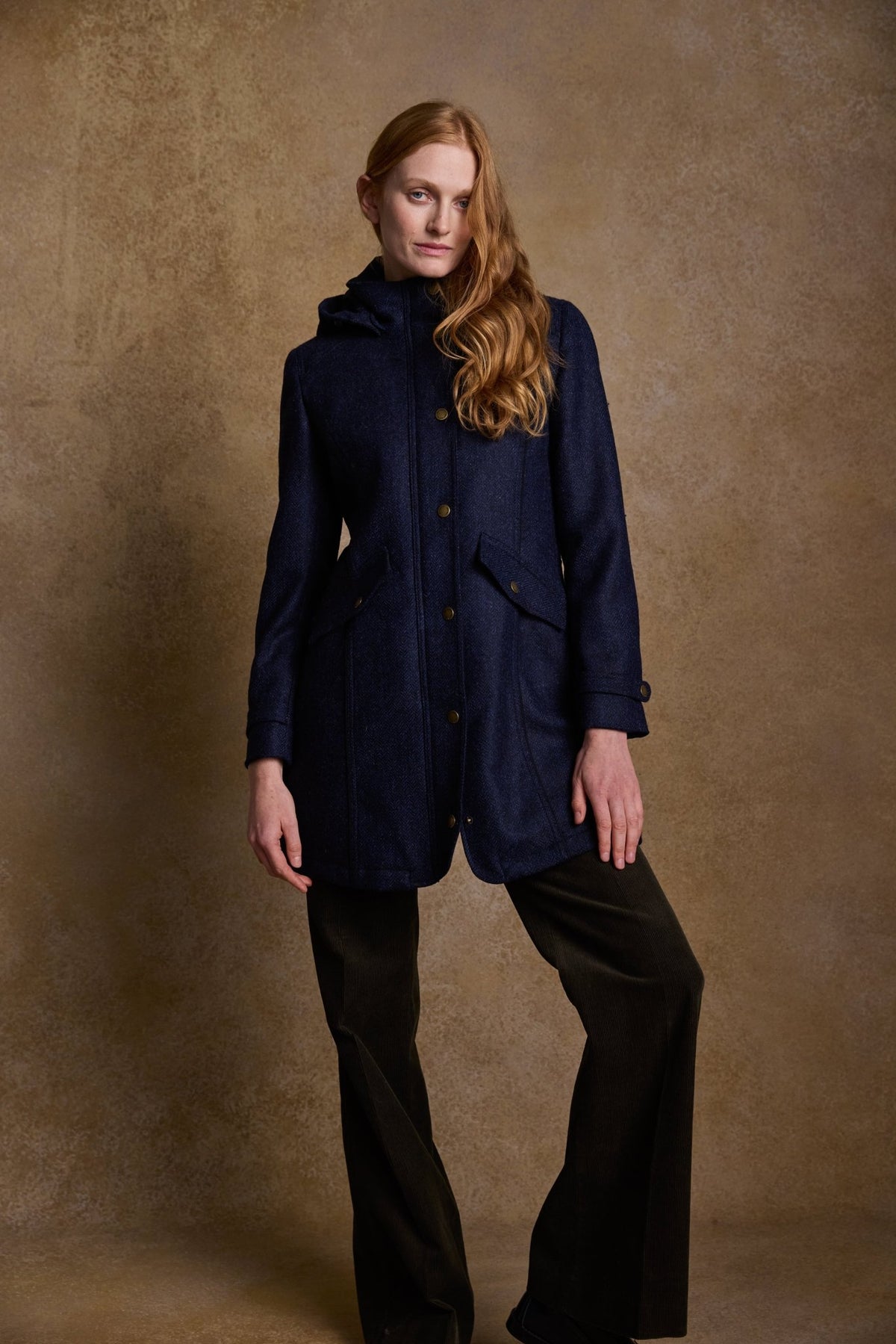 Aimee Tweed Coat - Denim Herringbone