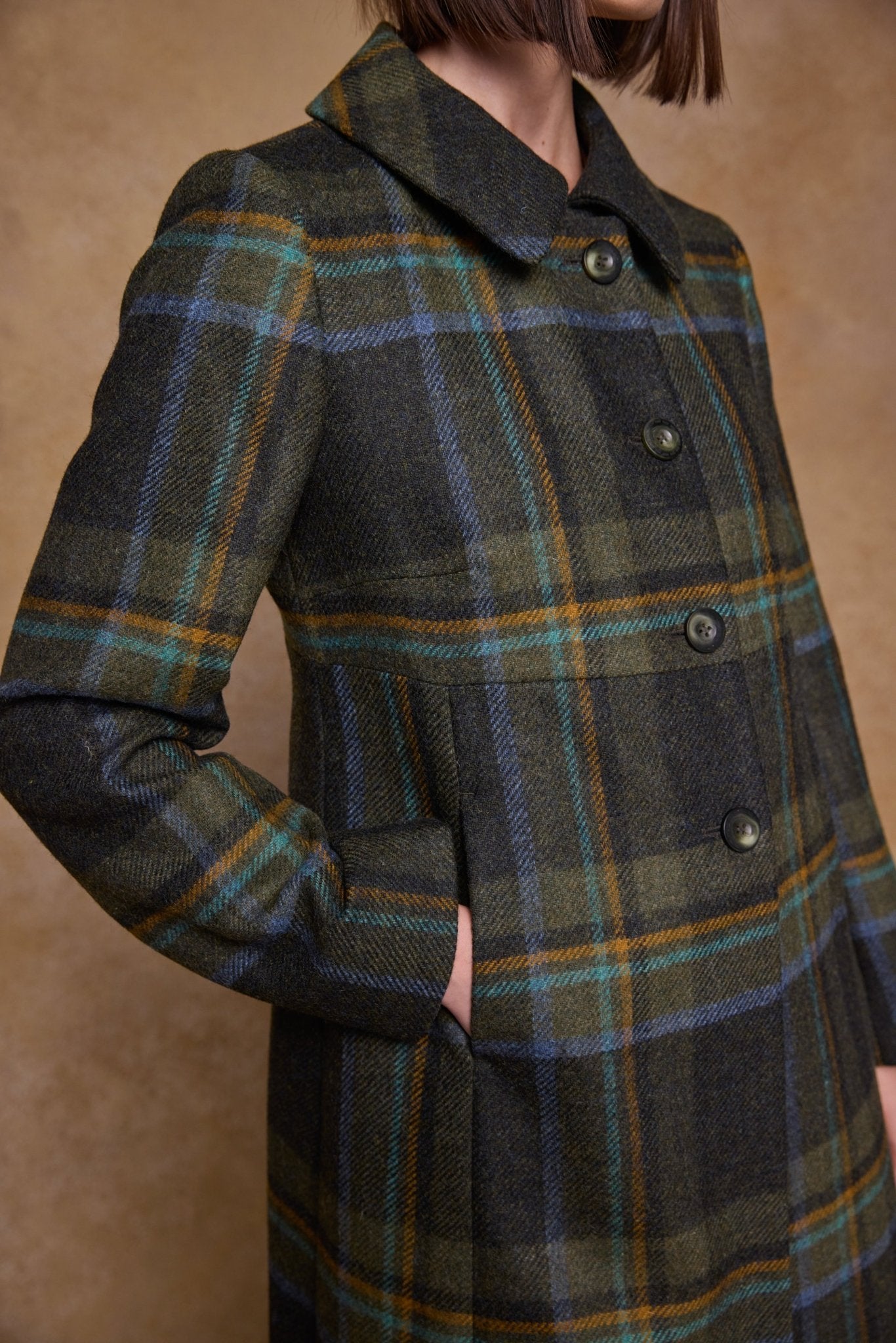 Jack Murphy Clothing - Aimee Tweed Coat - Sage & Emerald Check - Tweed