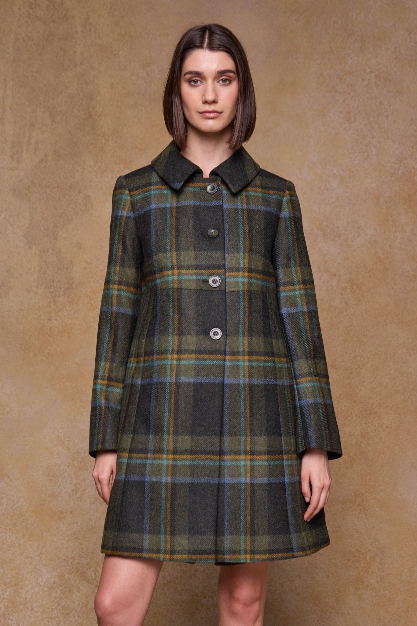 Jack Murphy Clothing - Aimee Tweed Coat - Sage & Emerald Check - Tweed