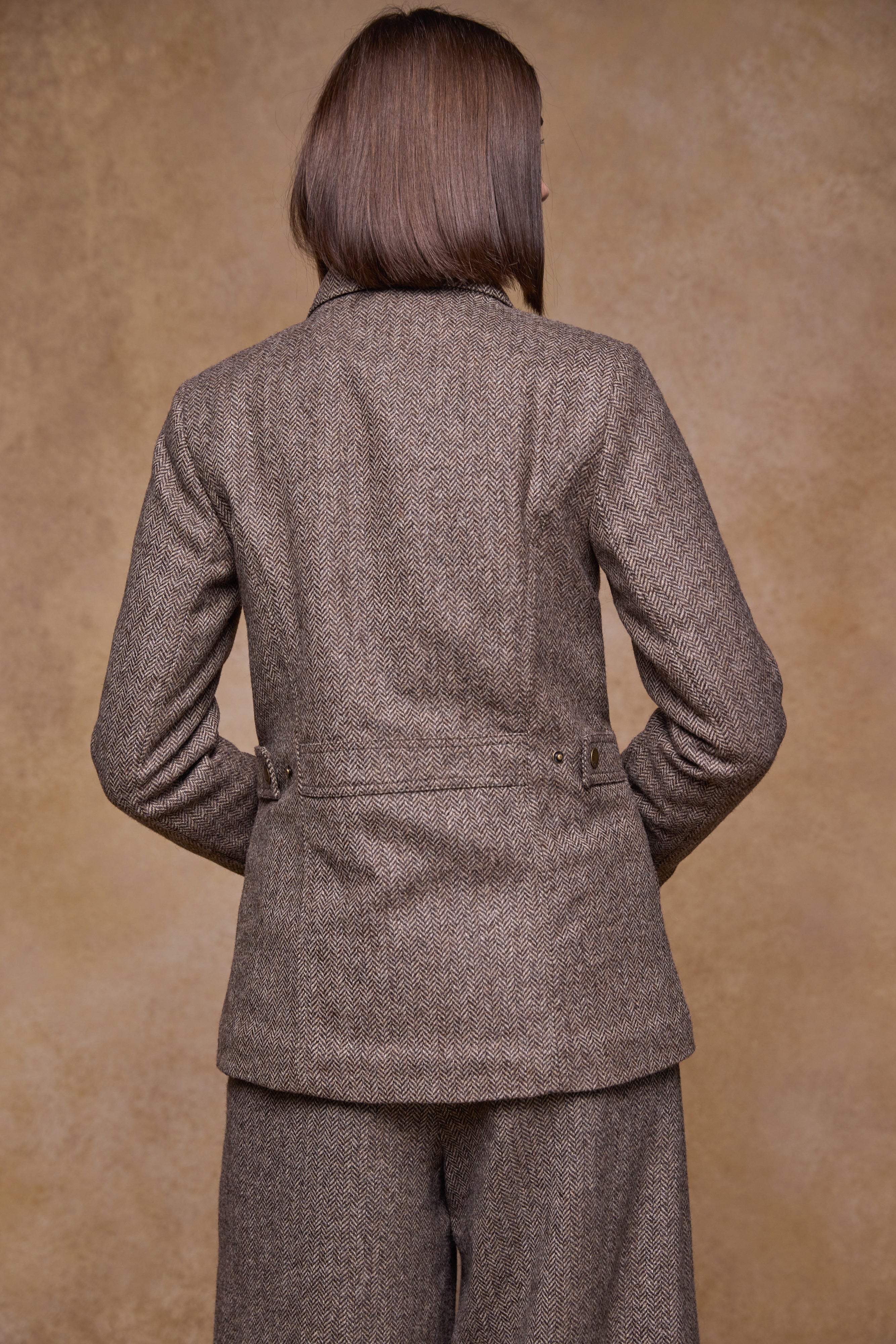 Aine Tweed Jacket - Light Tan Herringbone